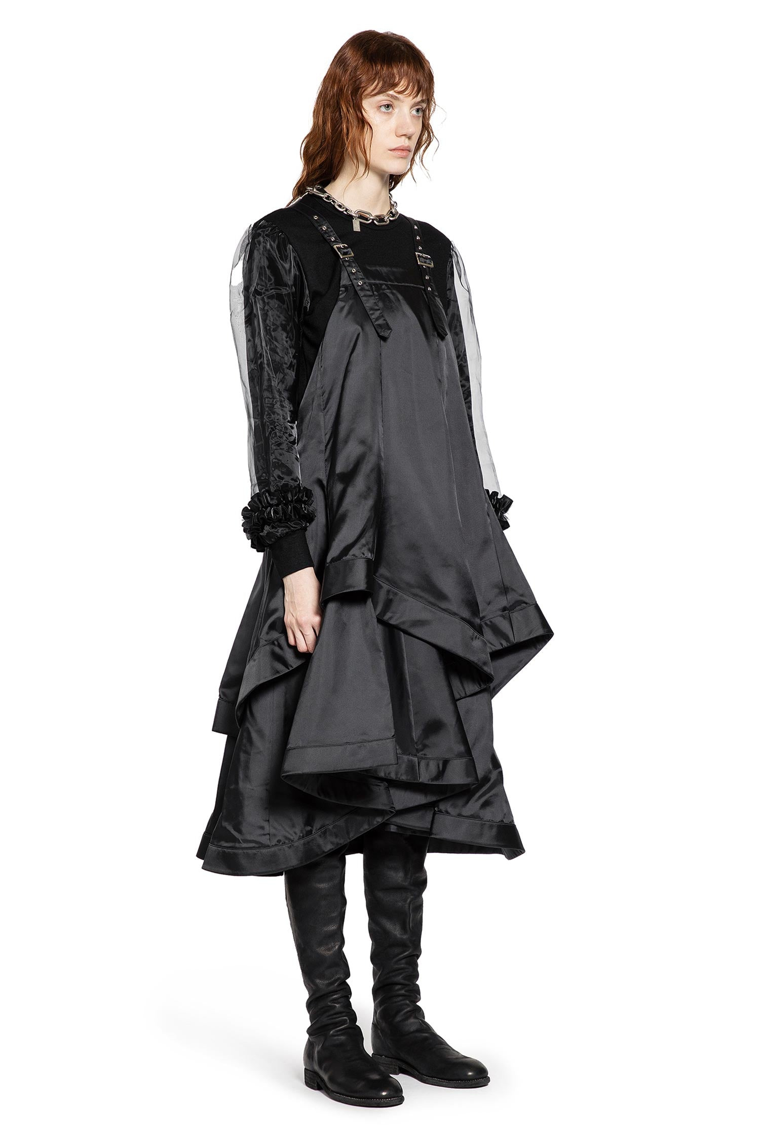 Satin Apron Midi Dress - 3
