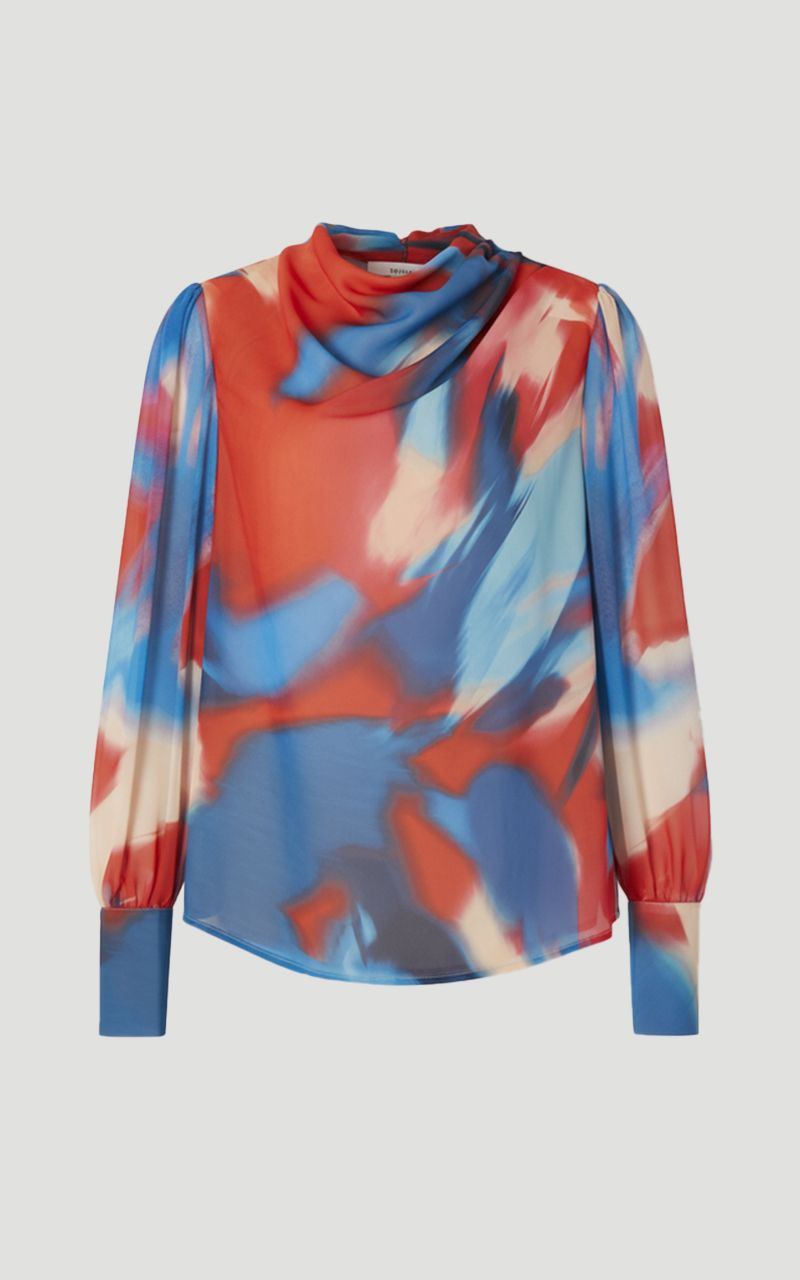 Georgette Draped Blur Print Woven Blouse 4