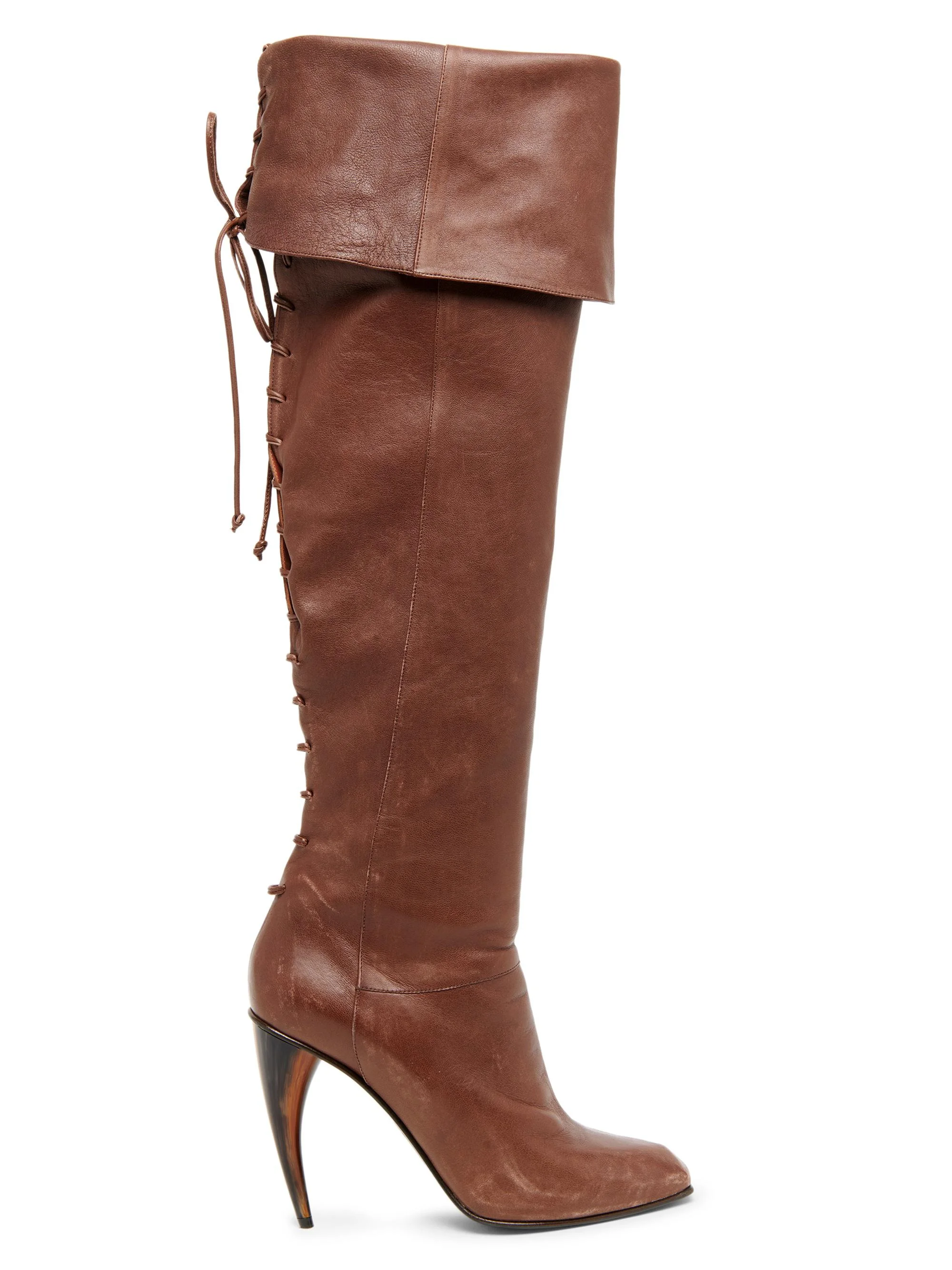 Women's 105MM Leather Knee-High Boots - Vintage Brown - 1