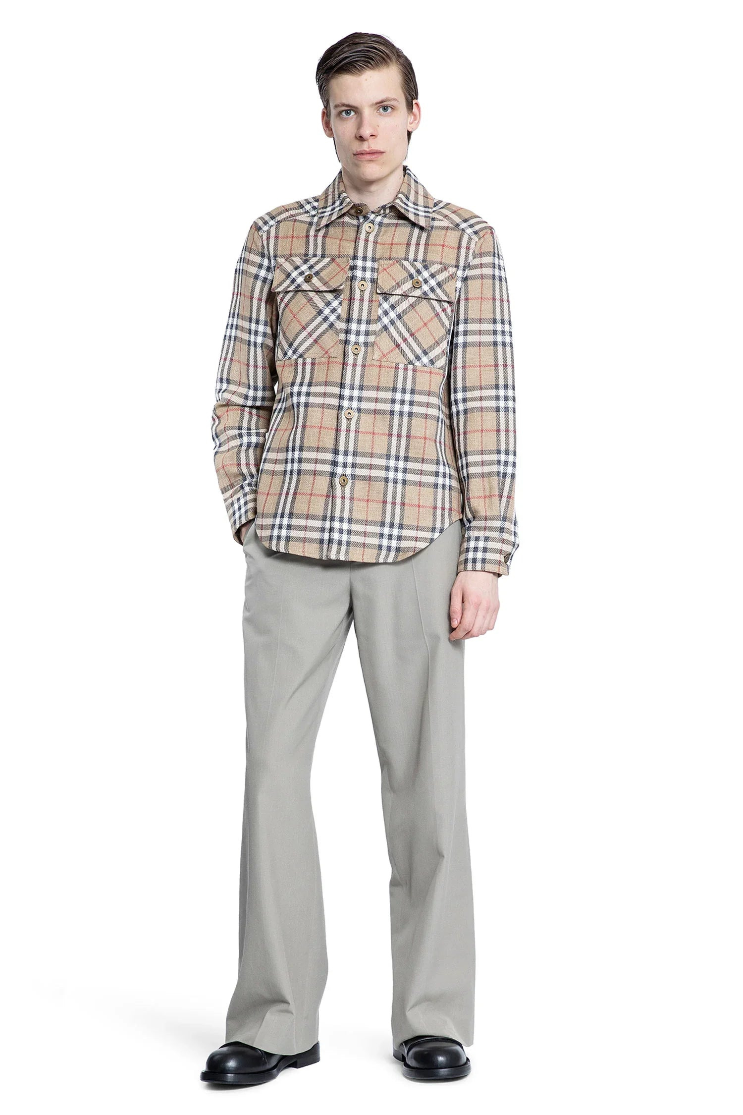 Oversized-Fit-Check-Cotton-Linen-Shirt - 4