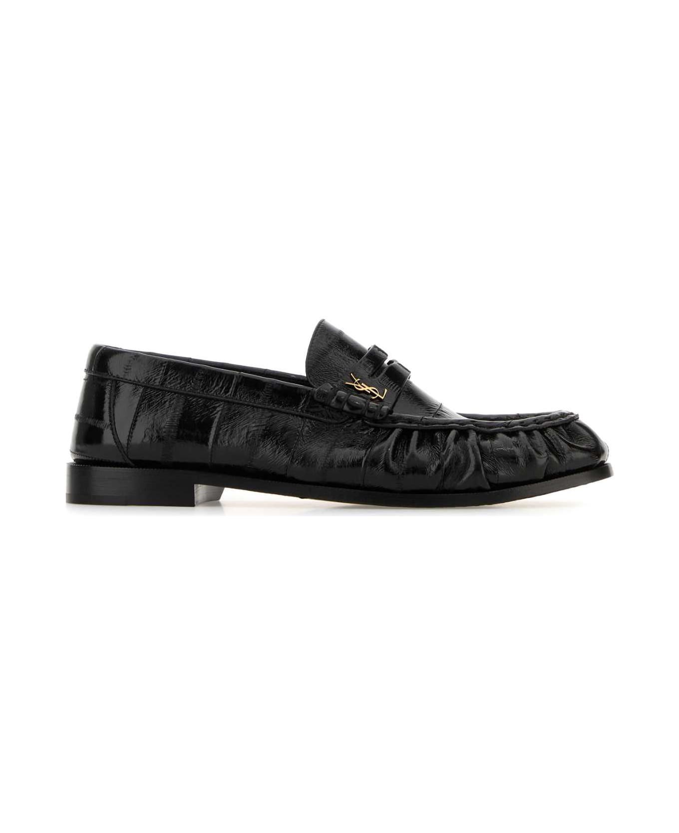 Black Leather Loafers - 1