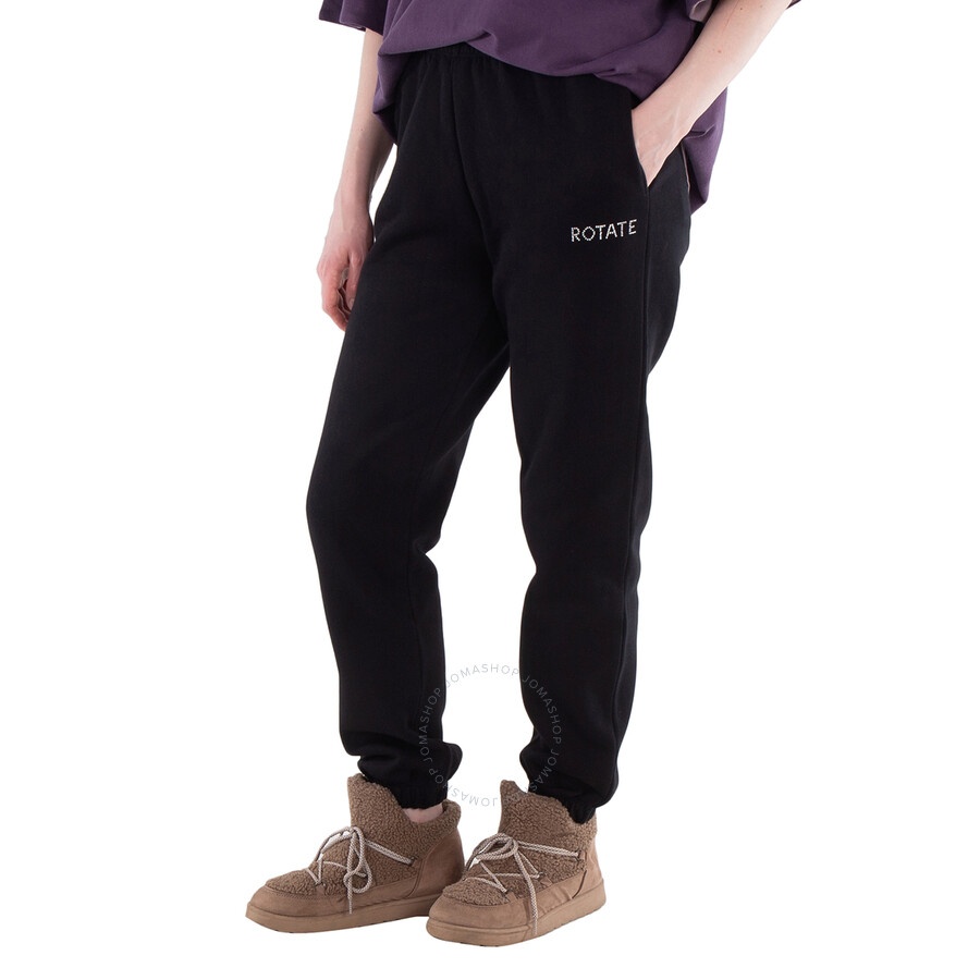 Rotate Crystal Logo Embellished Sweatpants, Size Small - 4