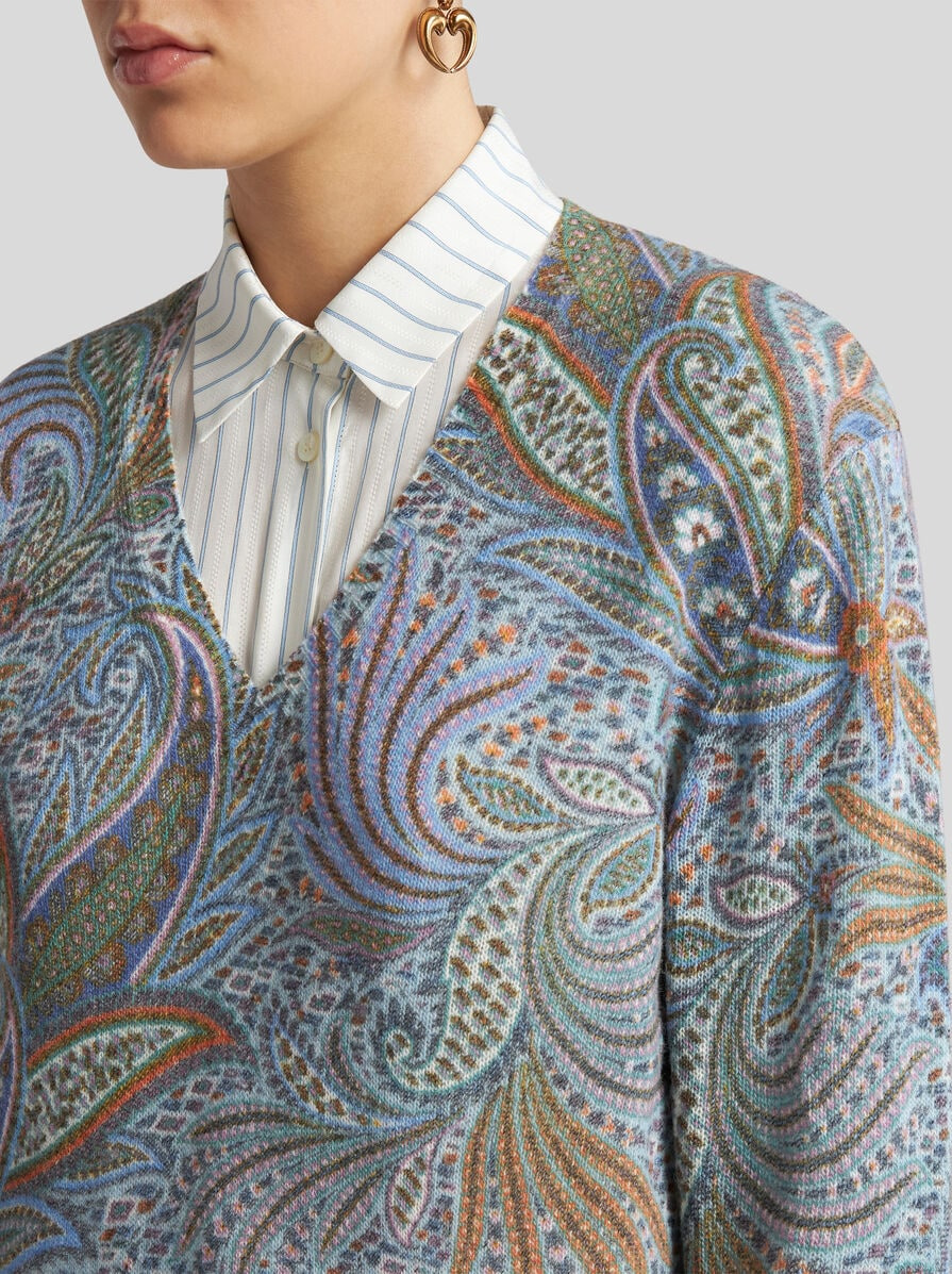 WOOL SWEATER WITH FOLIAGE MOTIF - 3
