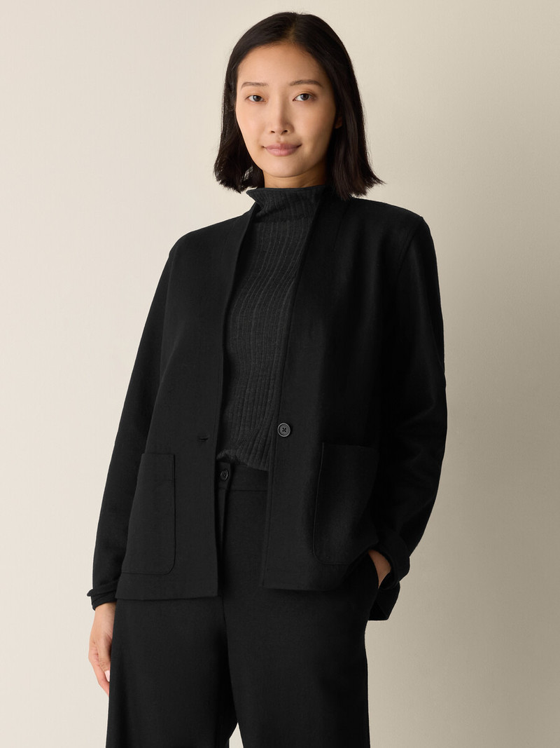 EILEEN FISHER Felted Wool Jersey High Collar Jacket outlook