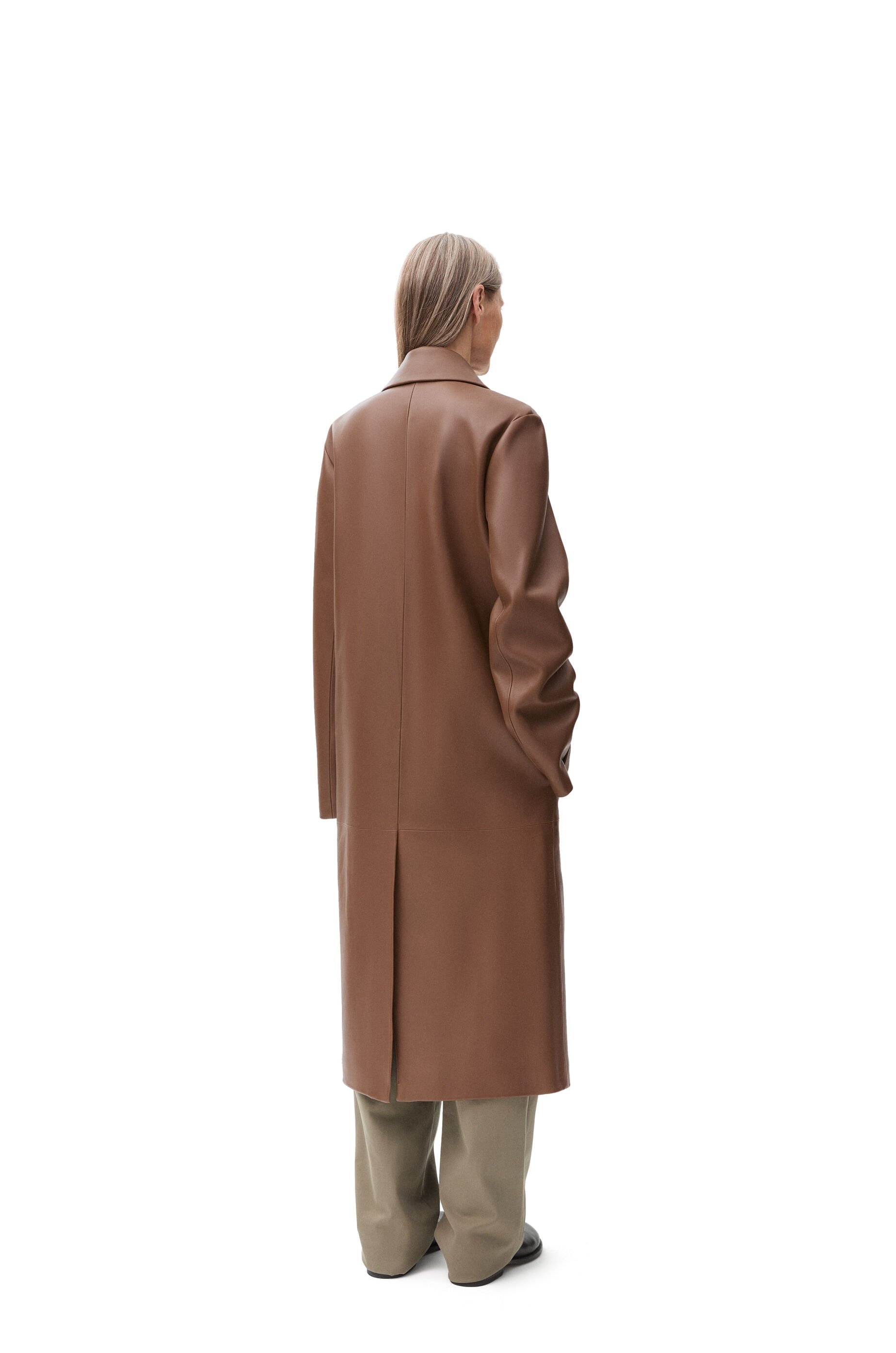 Double-breasted coat in nappa lambskin - 3