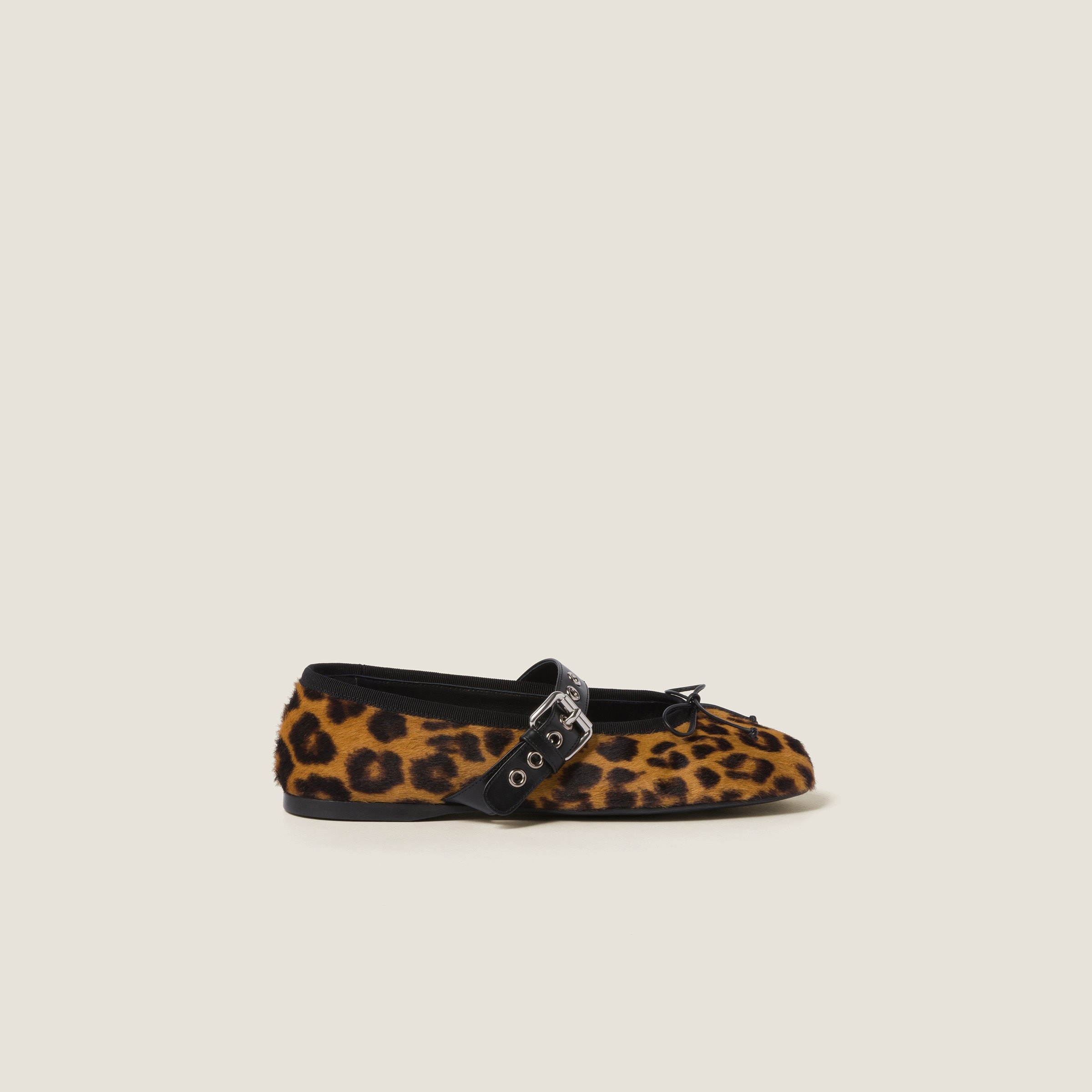 Leopard-print calf hair effect ballerinas - 2