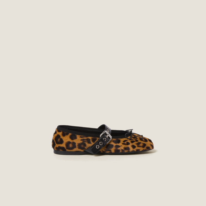 Miu Miu Leopard-print calf hair effect ballerinas outlook