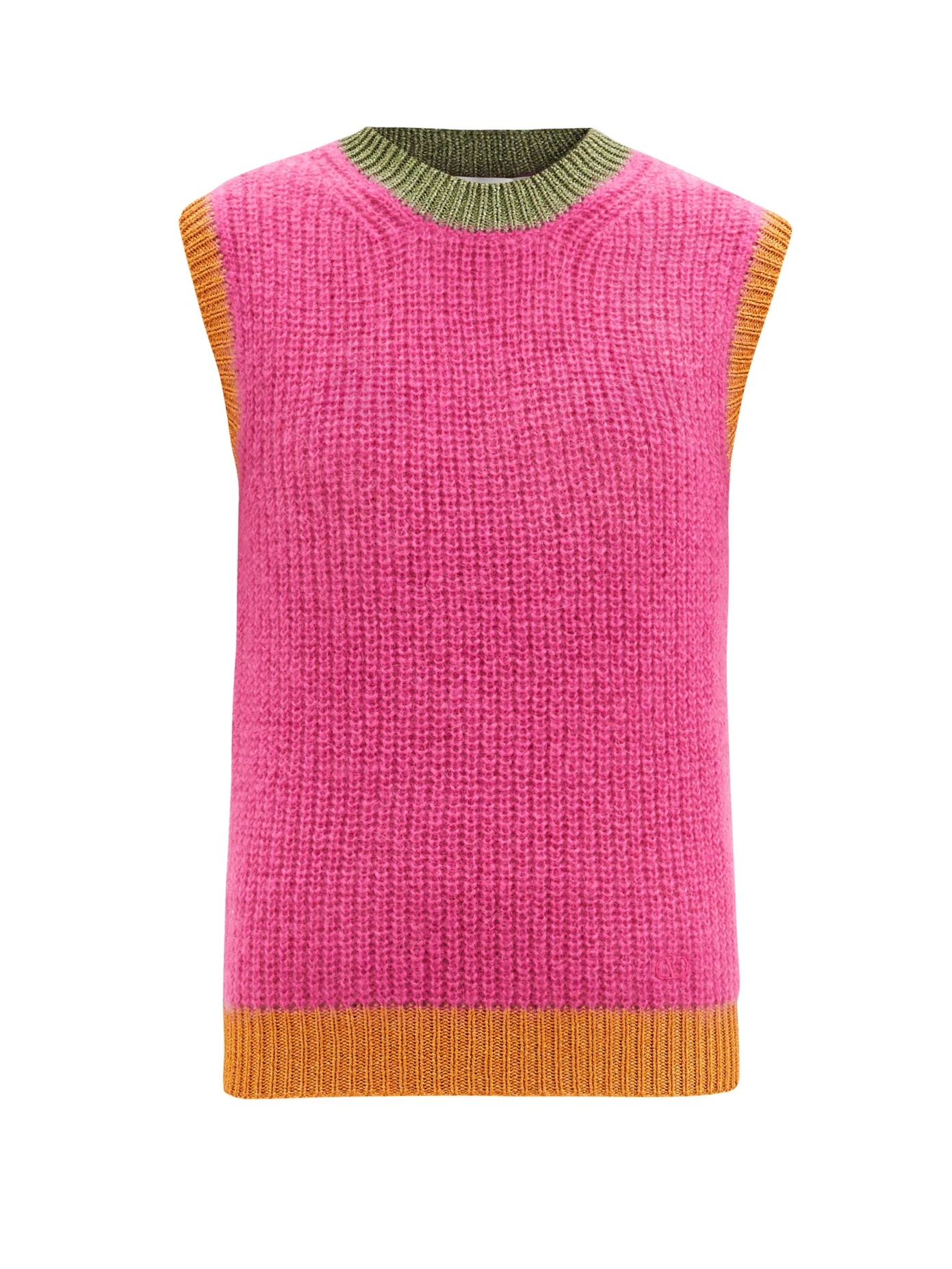 Logo-embroidered ribbed mohair-blend tank top - 1