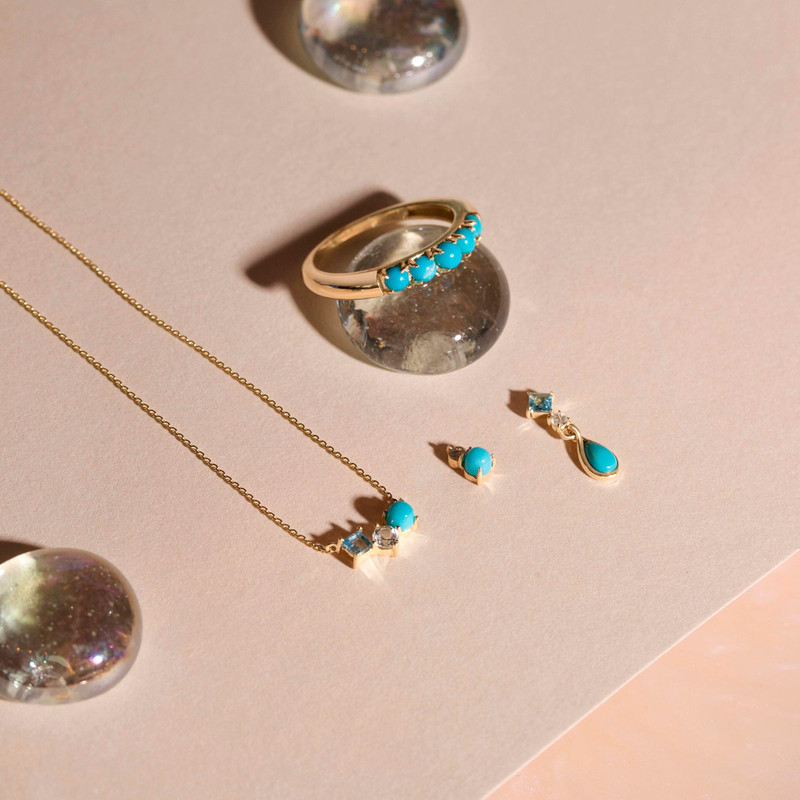 Turquoise and Topaz Buddy Stud 6