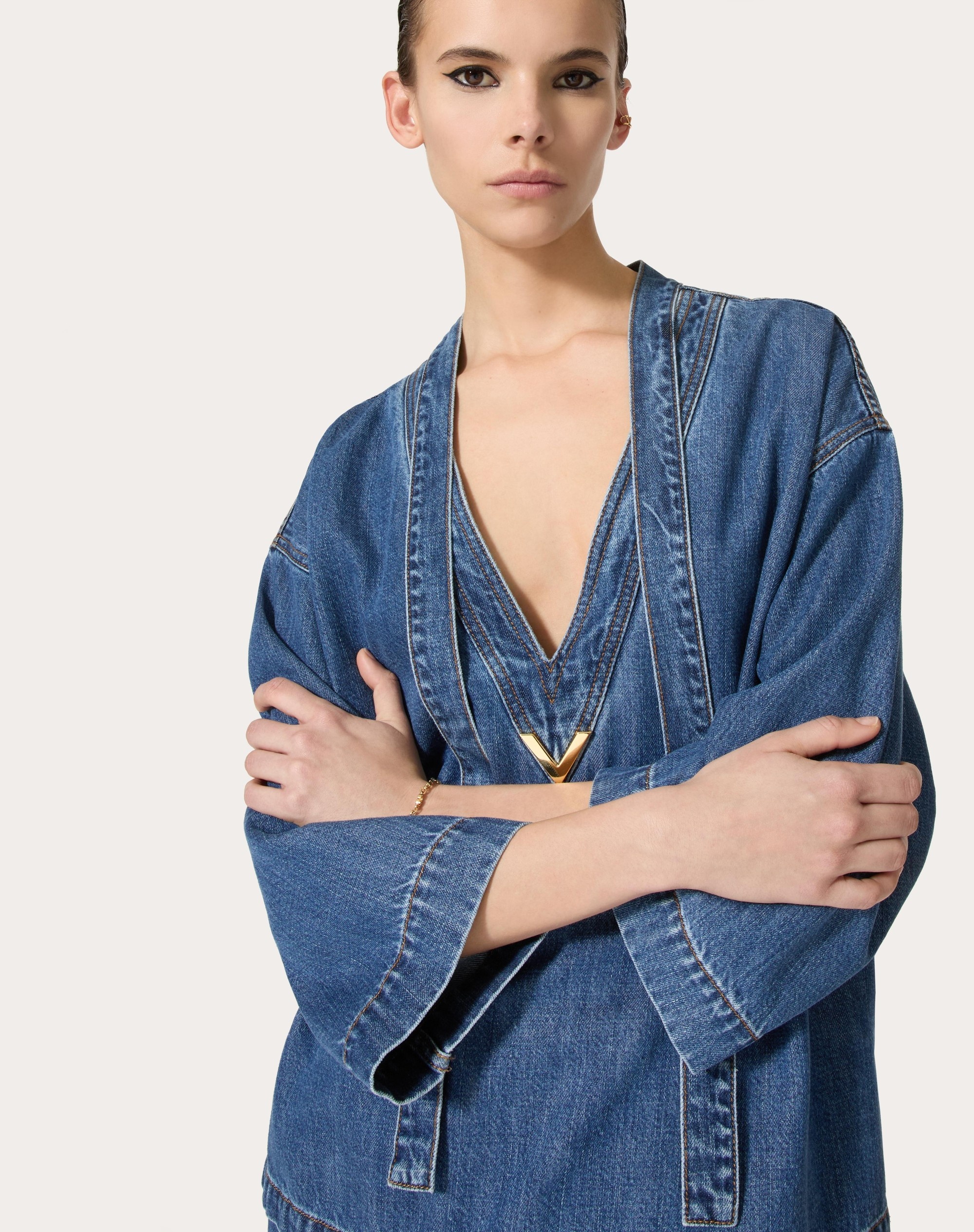 BLUE MEDIO DENIM KAFTAN - 5