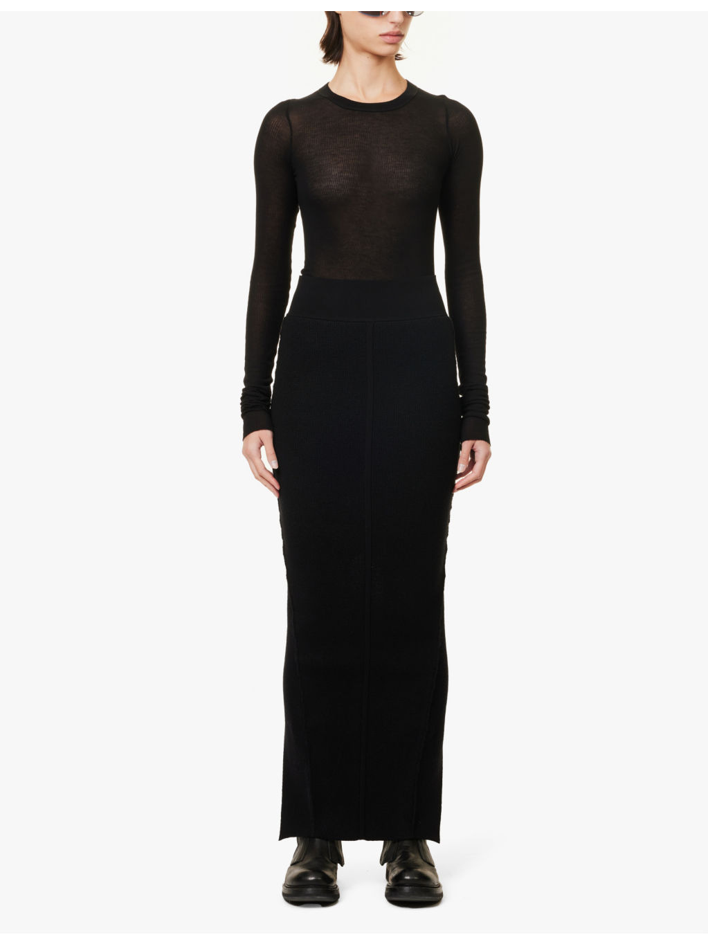 Semi-sheer long-sleeved knitted T-shirt - 2