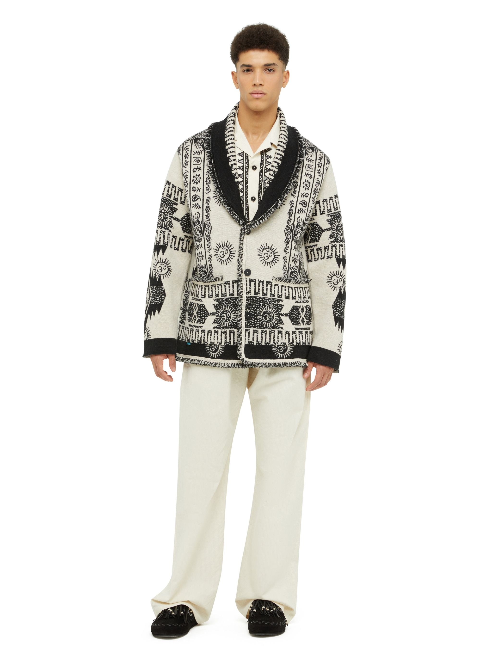 Wood Block Ibrid Jacquard Cardigan - 4