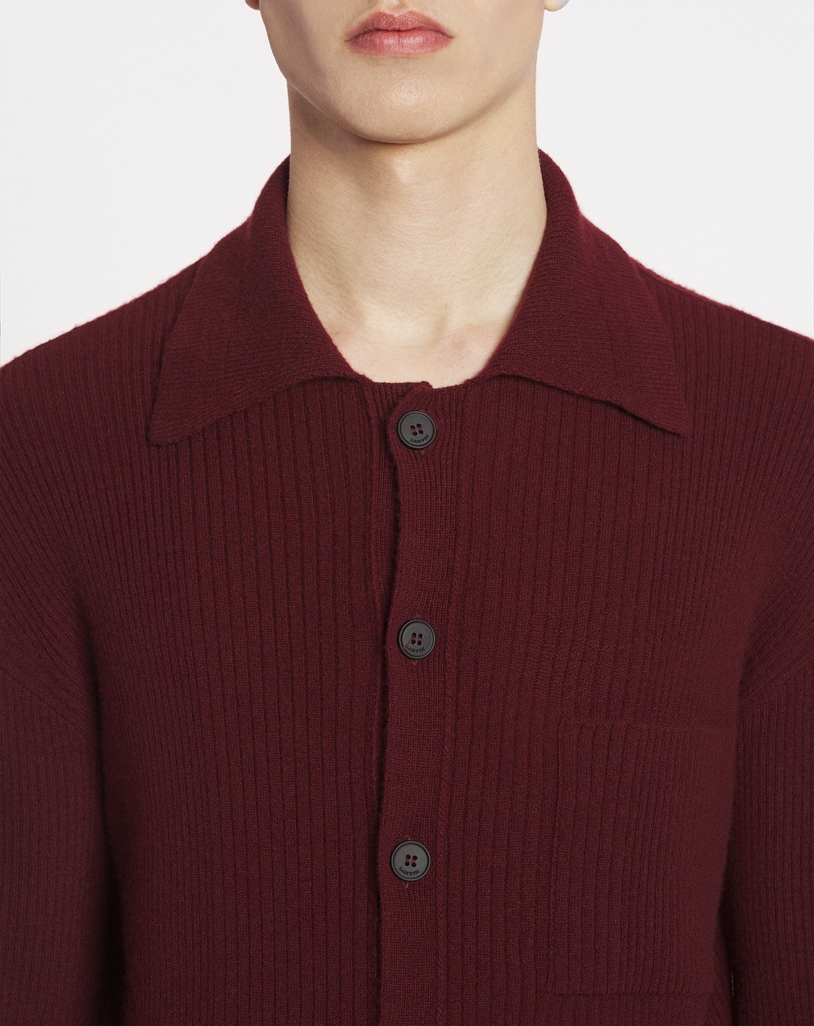 POLO-NECK RIBBED CARDIGAN - 5