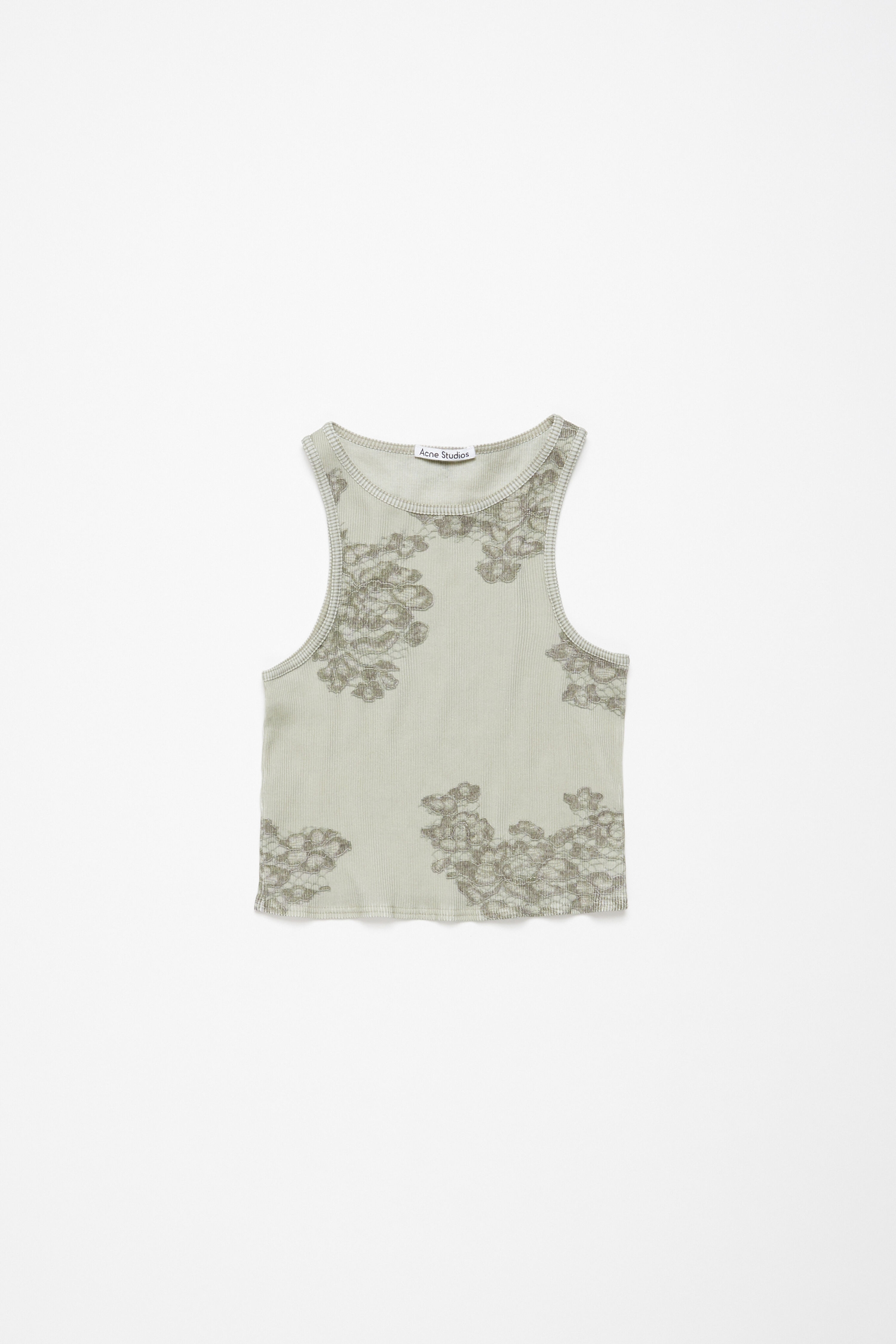 Printed lace tank top - Sage green - 6