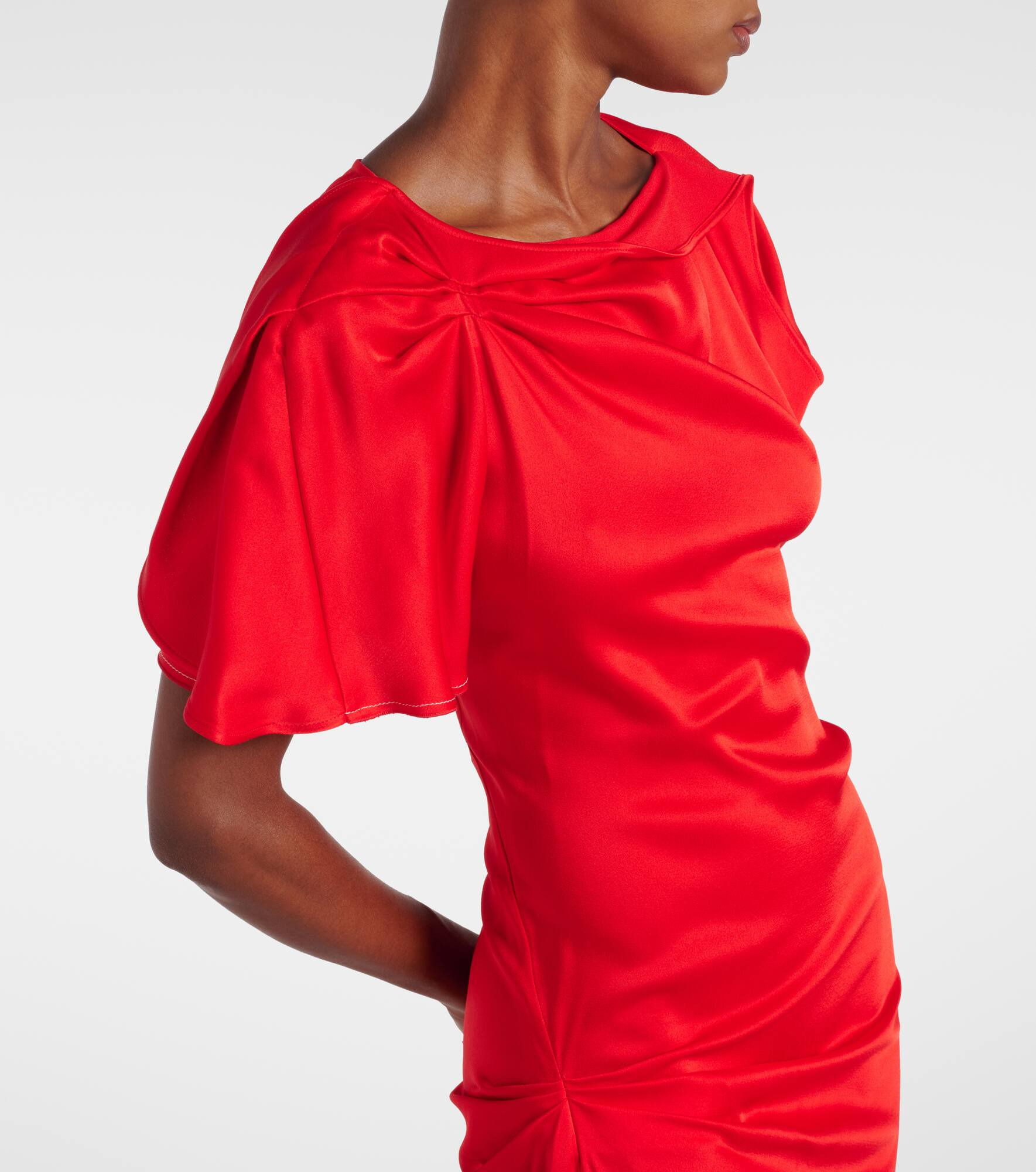 Draped gathered midi dress - 4