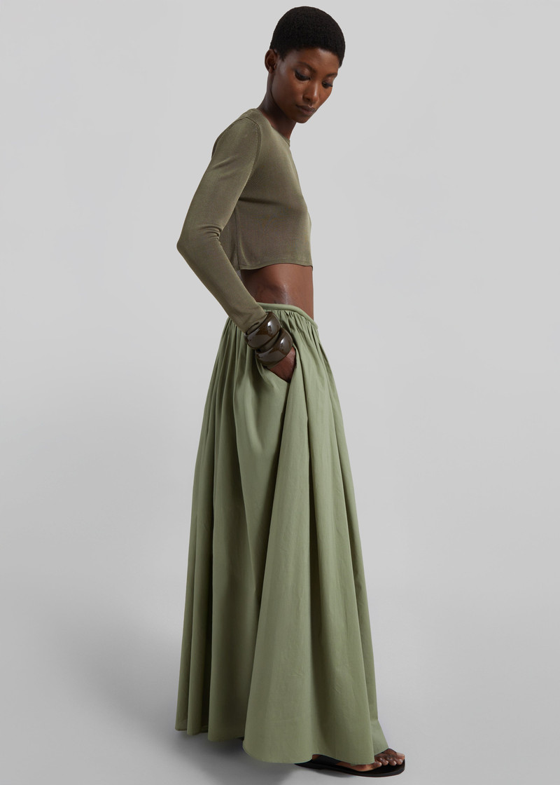 Gaeta Wide Corded Waistband Culottes - Sage 4
