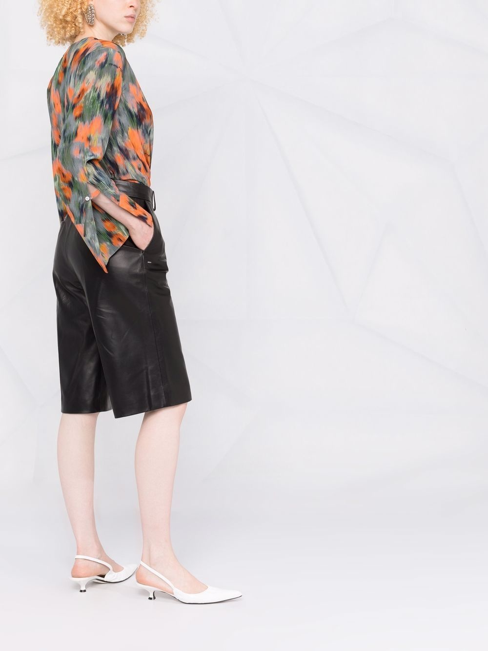 leather tailored shorts - 6