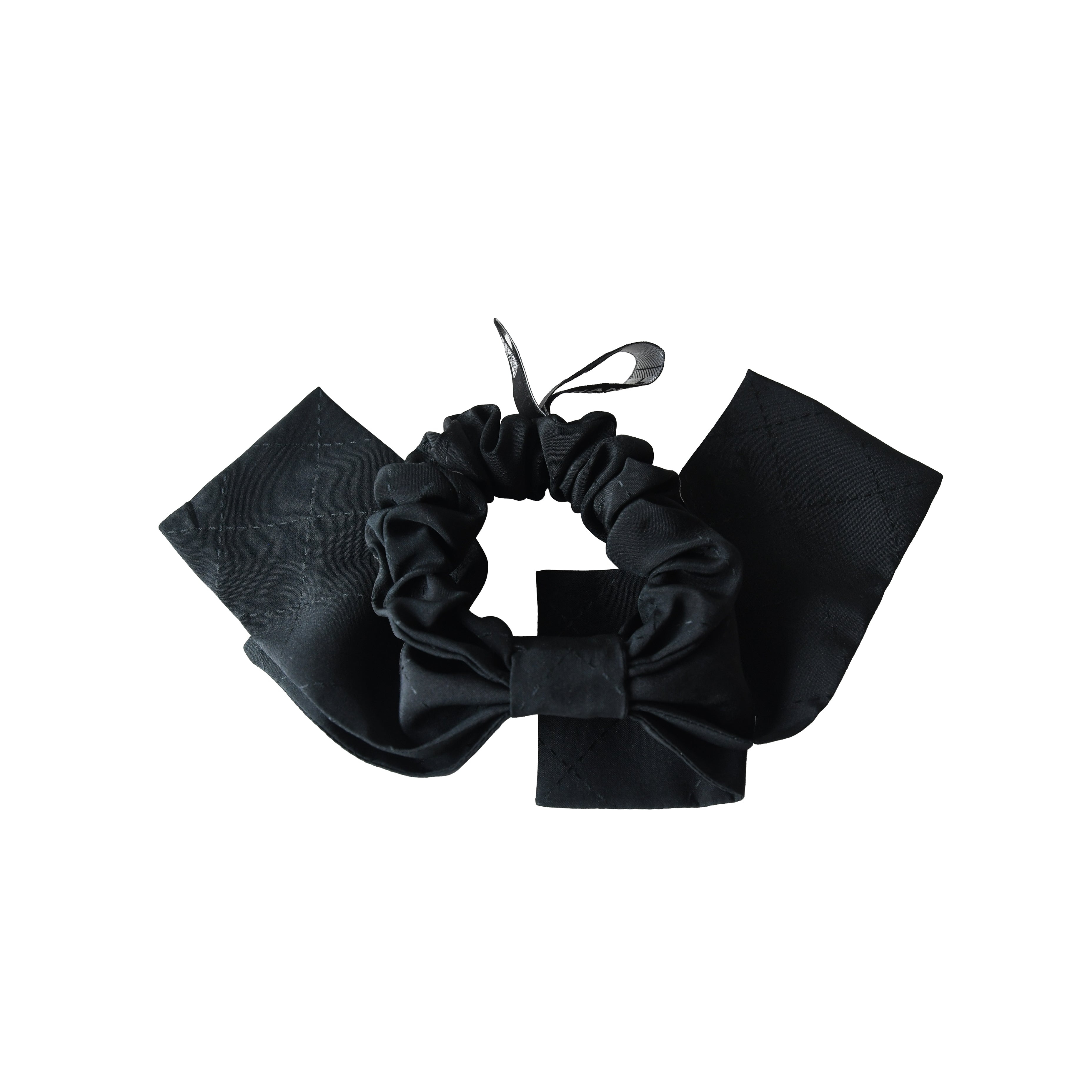 Chanel CC Silk Twill Ribbon Scrunchie Black - 2