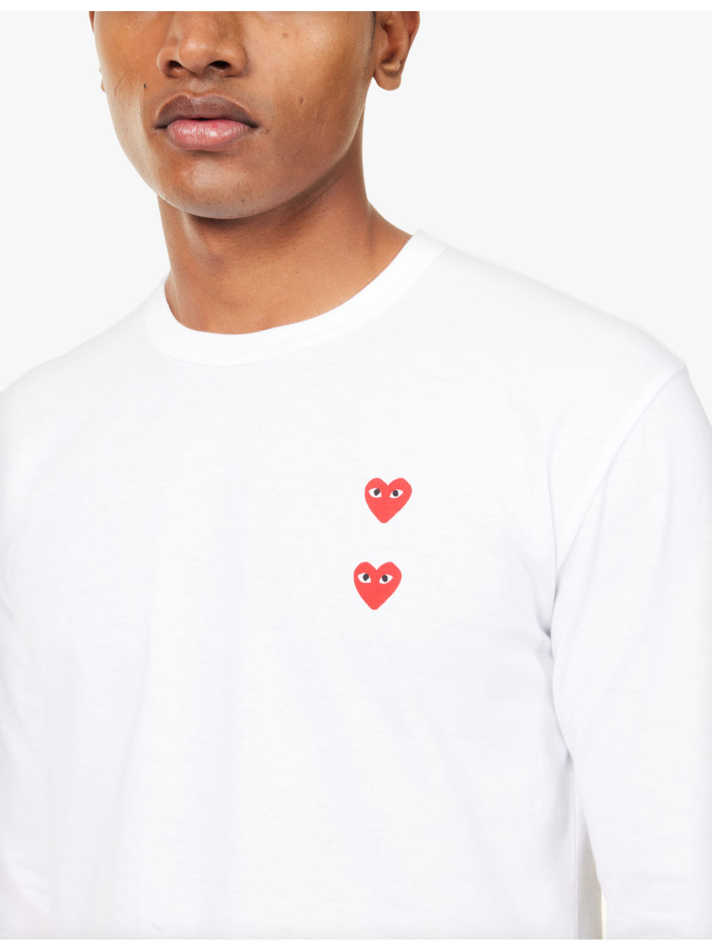 Vertical heart-print cotton-jersey T-shirt - 5