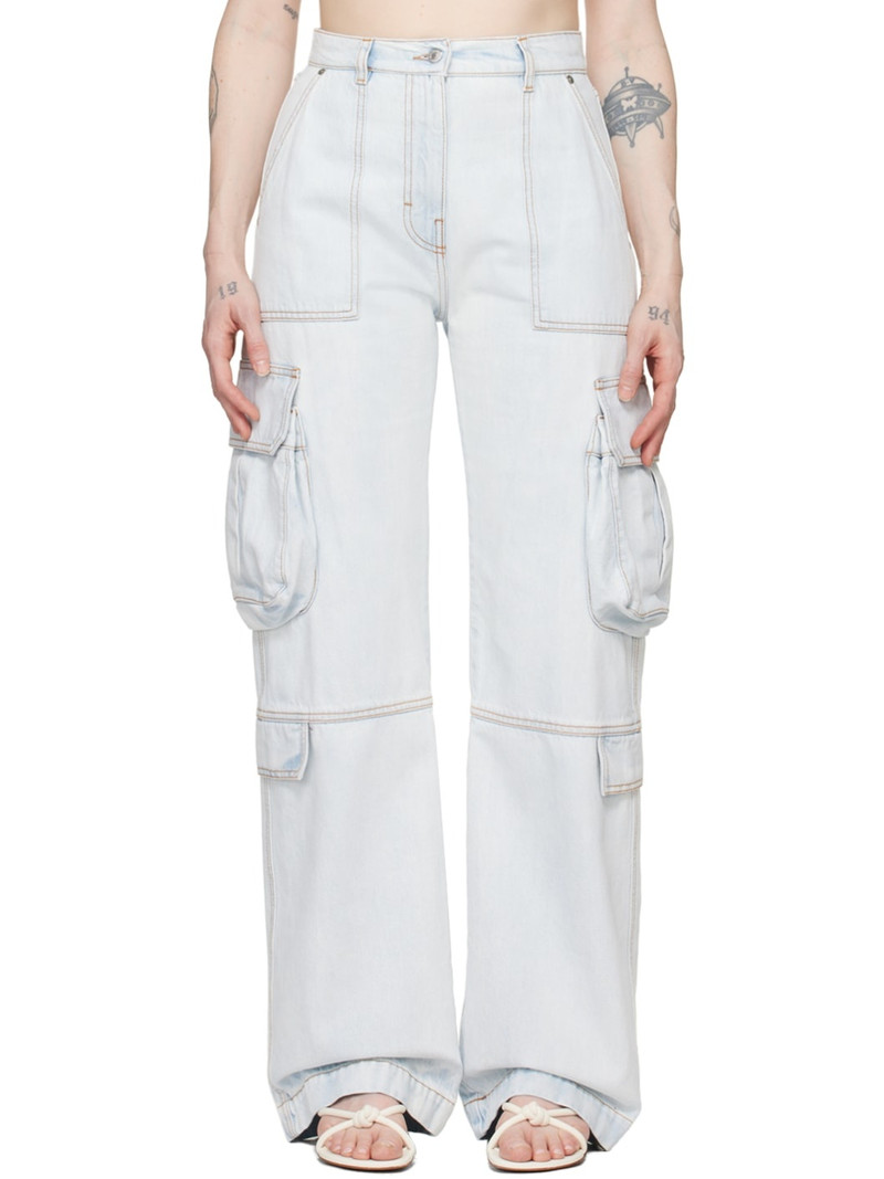Blue Oversized Denim Cargo Pants 1