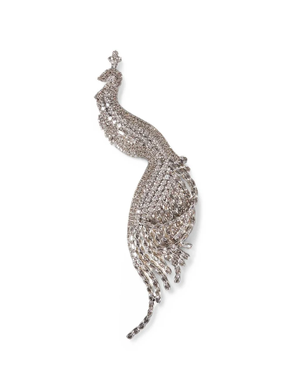crystal-embellished peacock brooch - 1