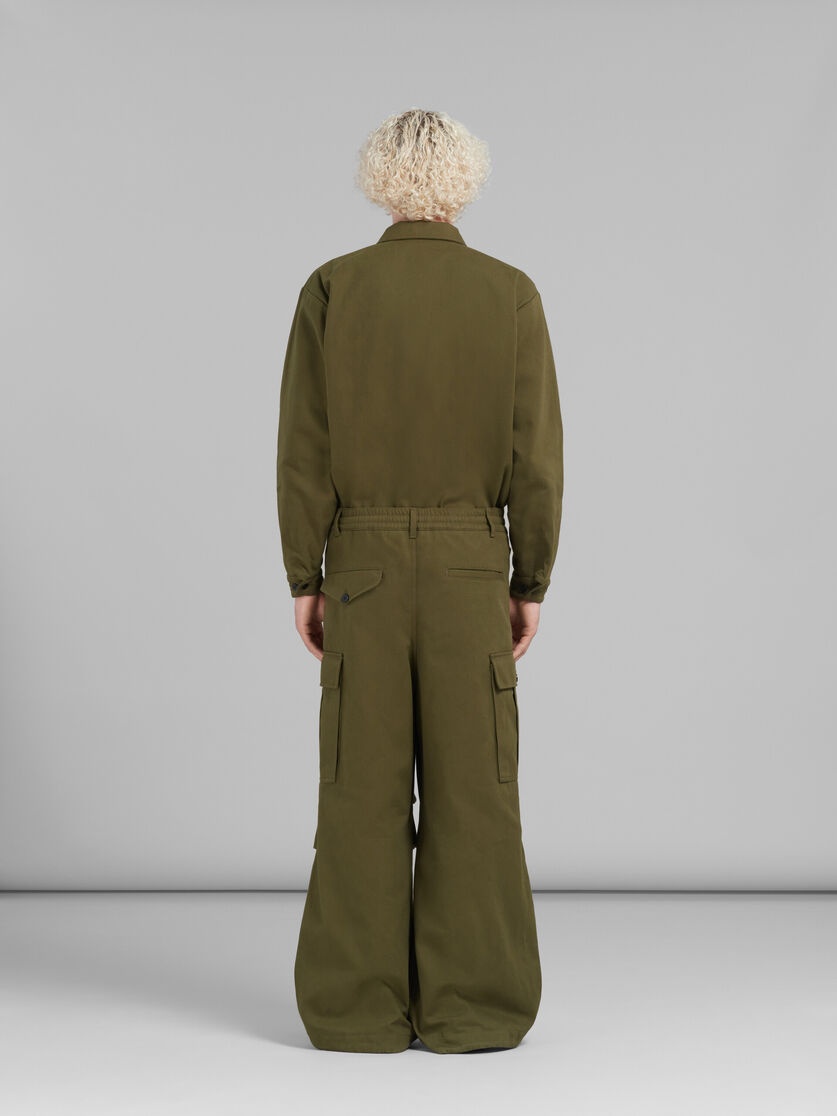 GREEN GABARDINE CARGO PANTS - 3