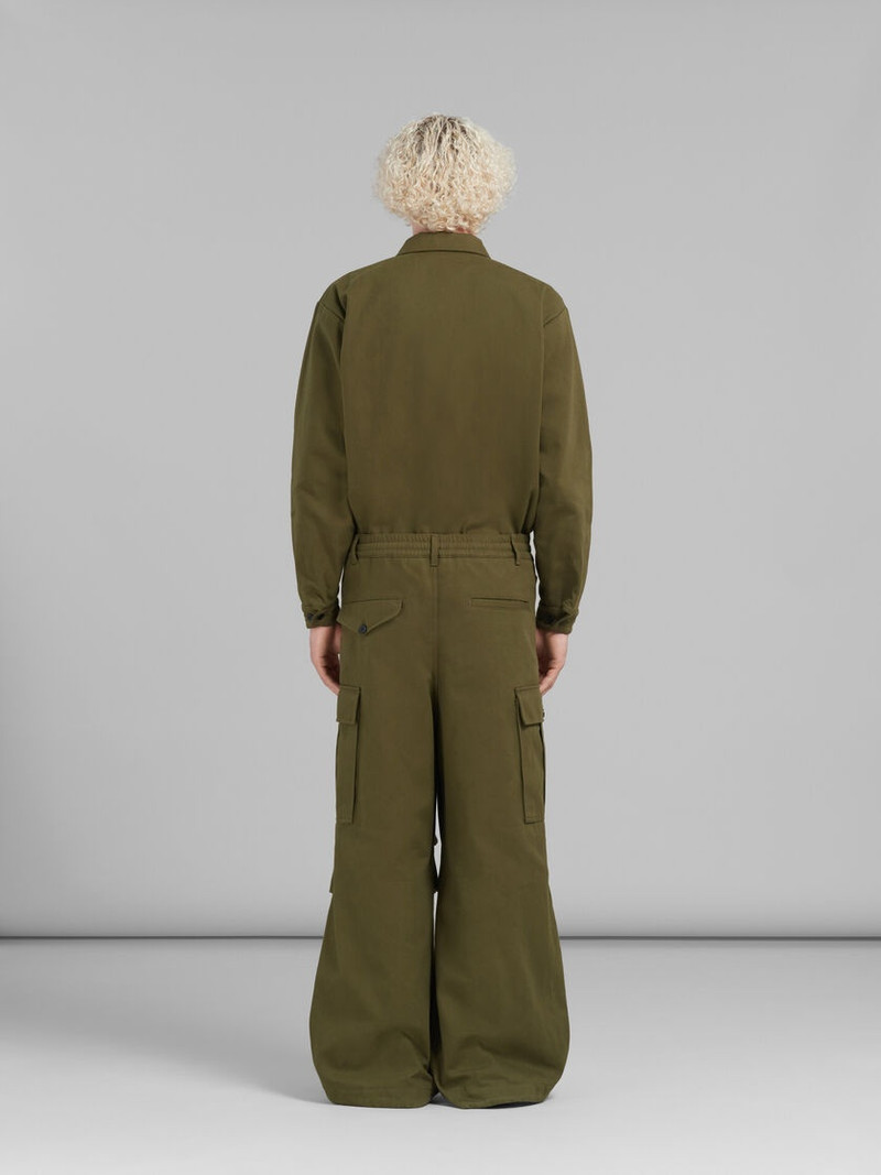GREEN GABARDINE CARGO PANTS 3
