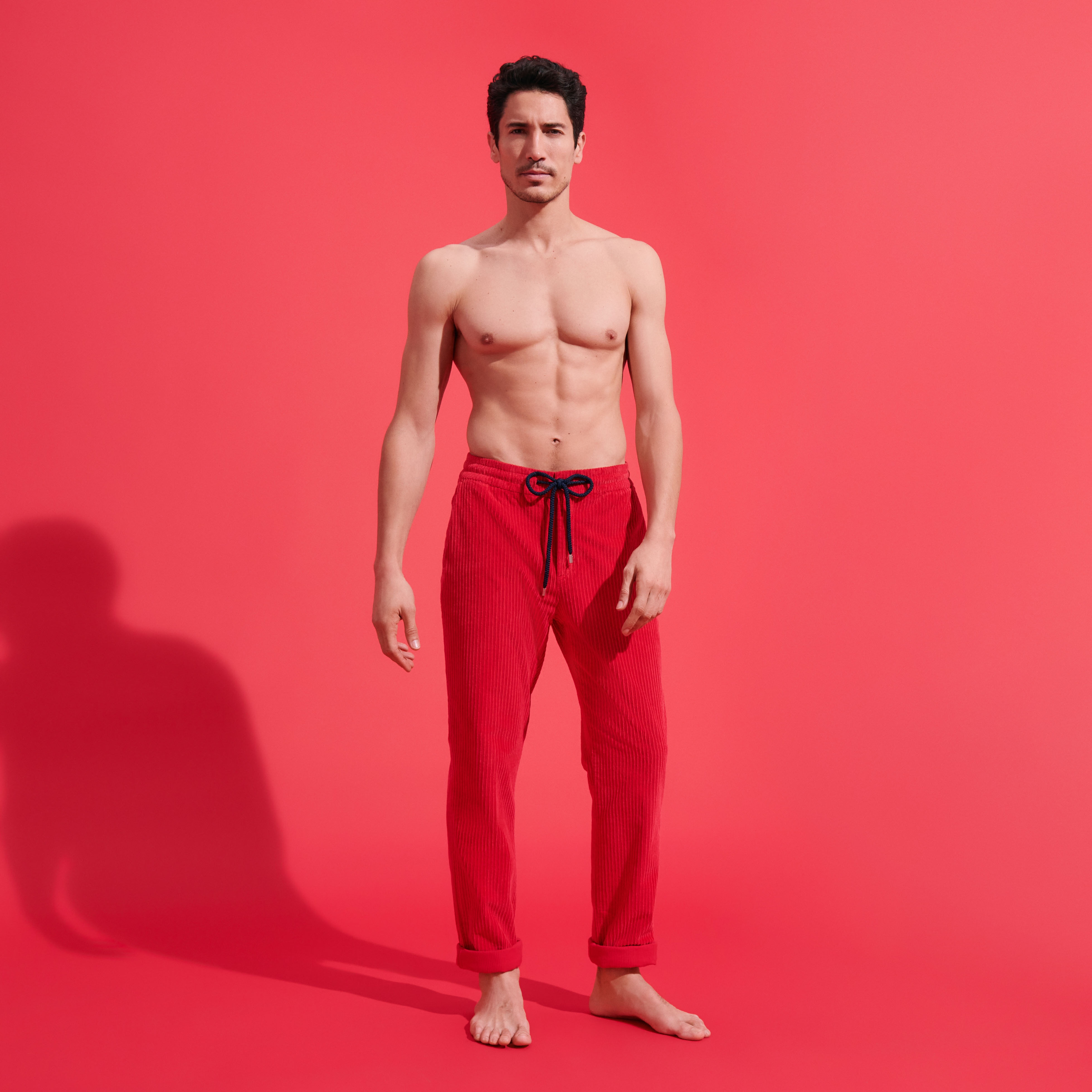 Men Velvet Elastic Waist Pants - 3