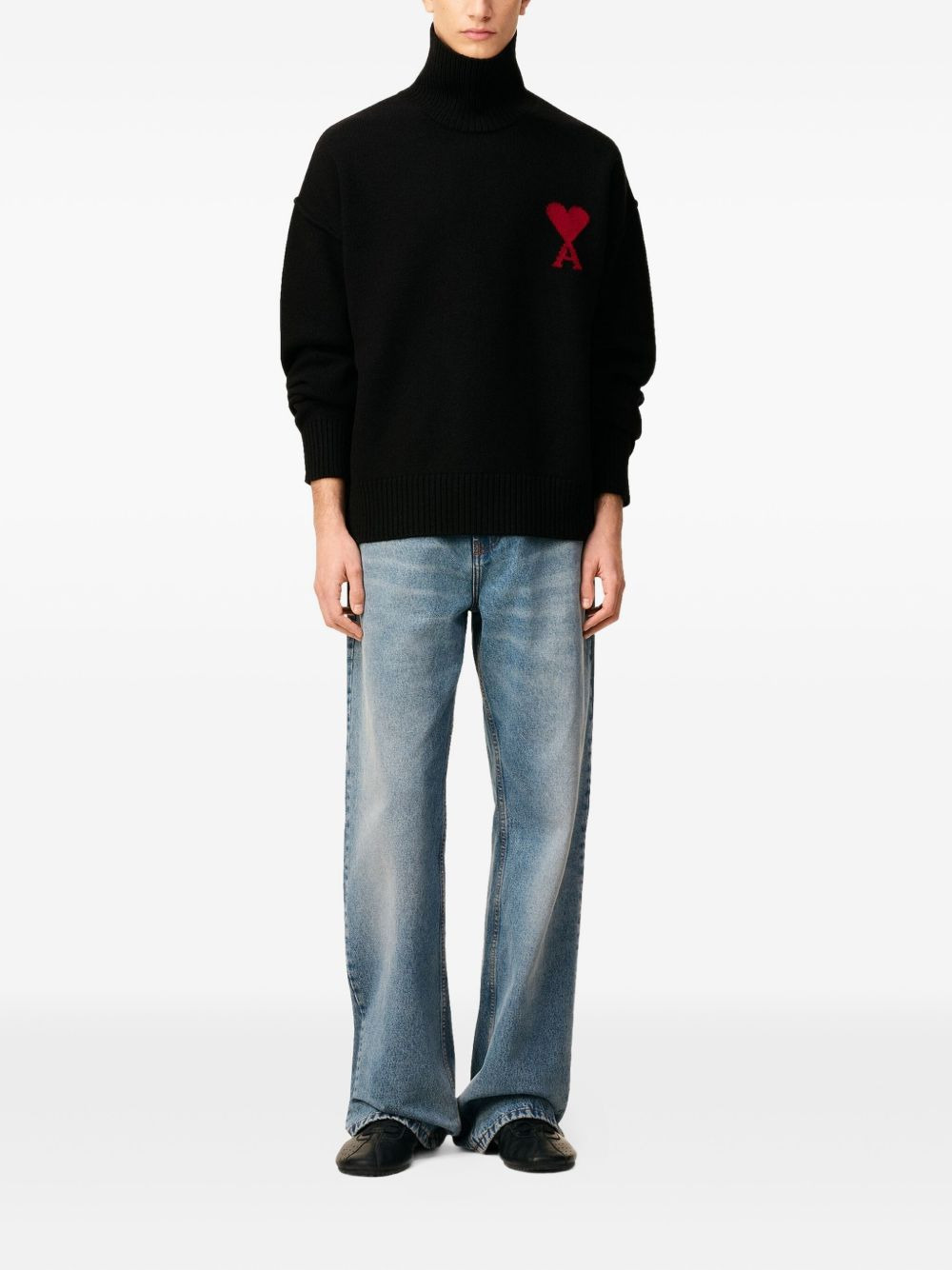 heart-intarsia funnel-neck sweater - 3