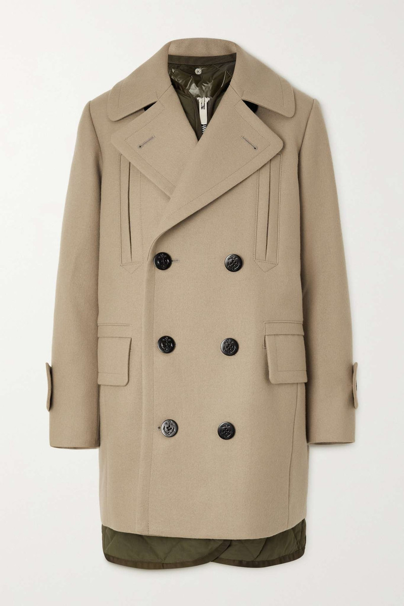 Convertible double-breasted wool-felt and quilted shell coat 1