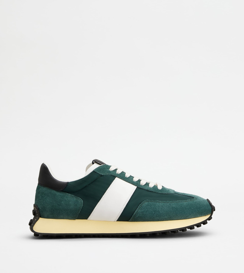 T VINTAGE SNEAKERS IN SUEDE AND TECHNICAL FABRIC - GREEN, WHITE, BLACK 1