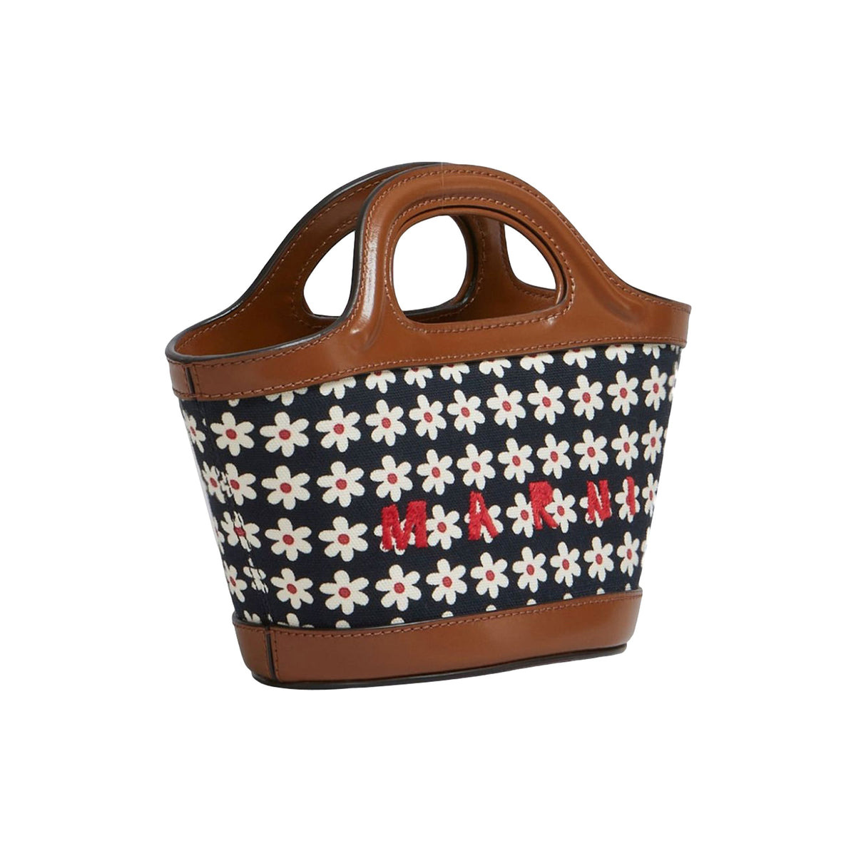 BLACK CANVAS TROPICALIA MICRO BAG WITH DAISY PRINT (RED/WHITE/BLACK) - 4