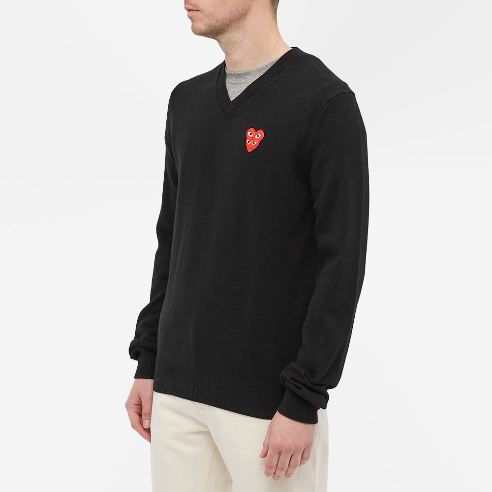 Comme des Garcons Play Overlapping Heart V-Neck Jumper - 5