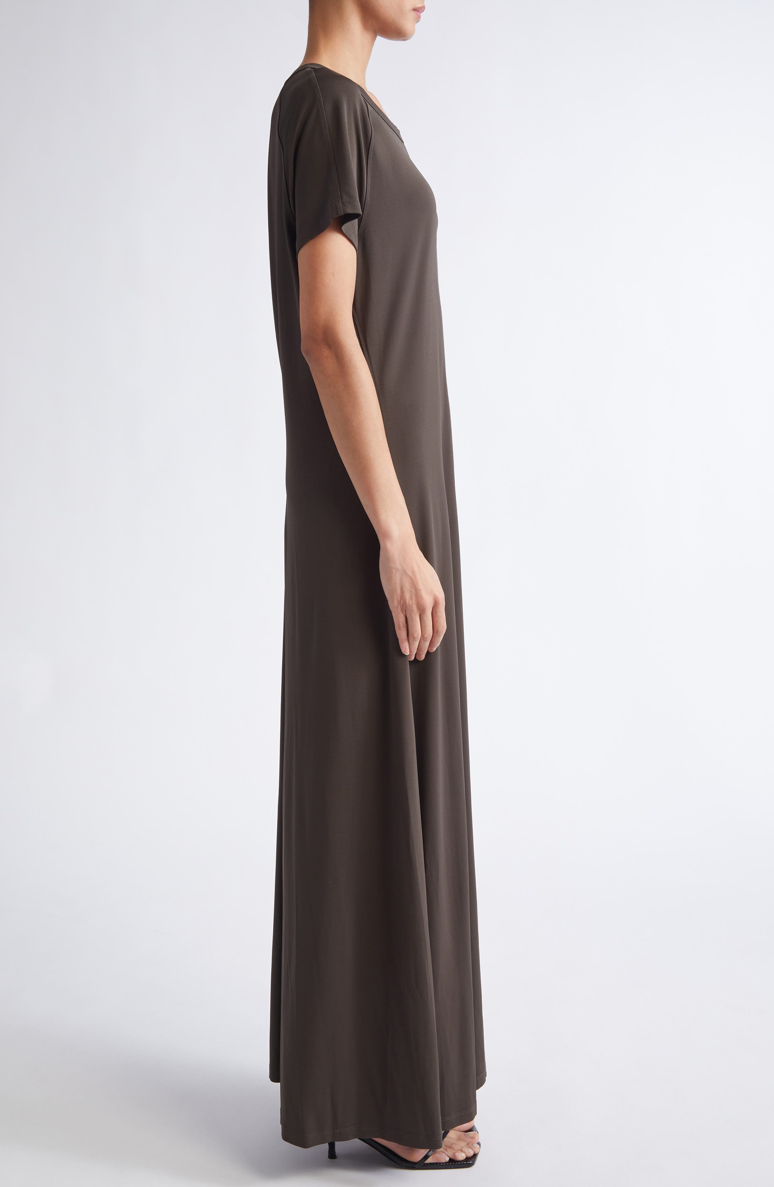 TOTEME Fluid Jersey Maxi T-Shirt Dress in Pepper at Nordstrom - 3