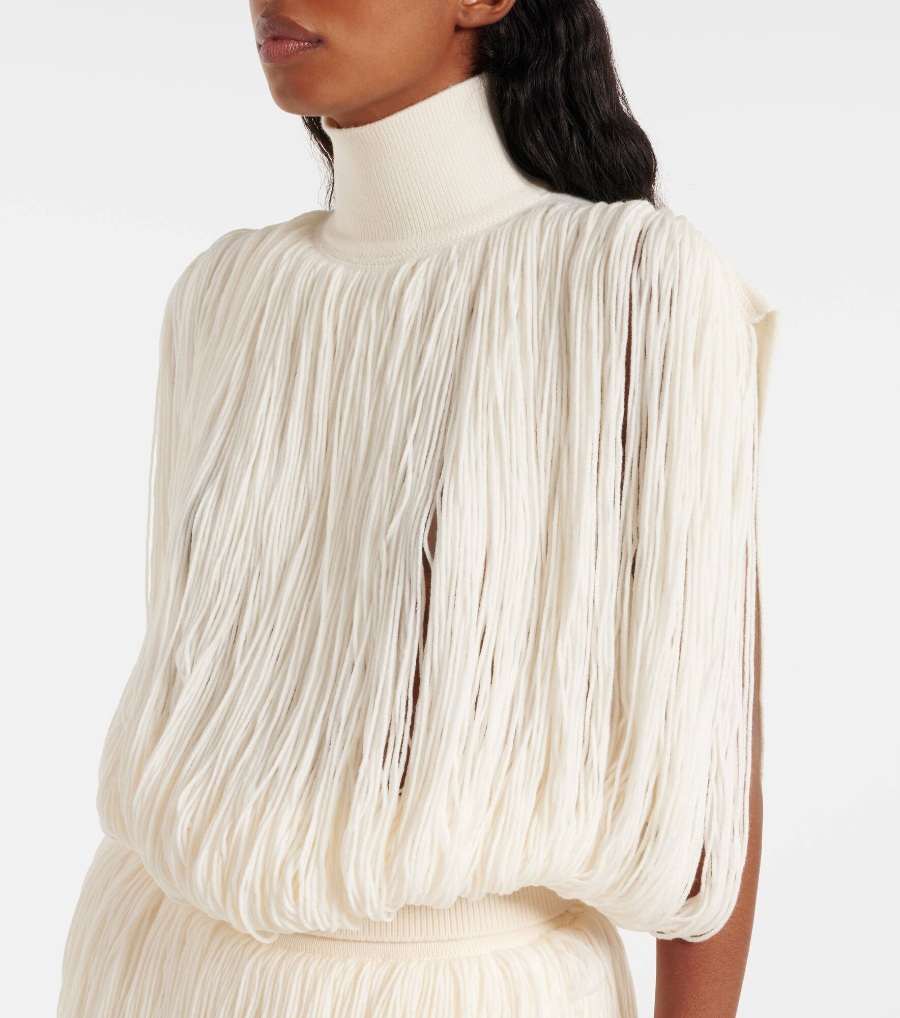 Fringed wool turtleneck sweater - 6