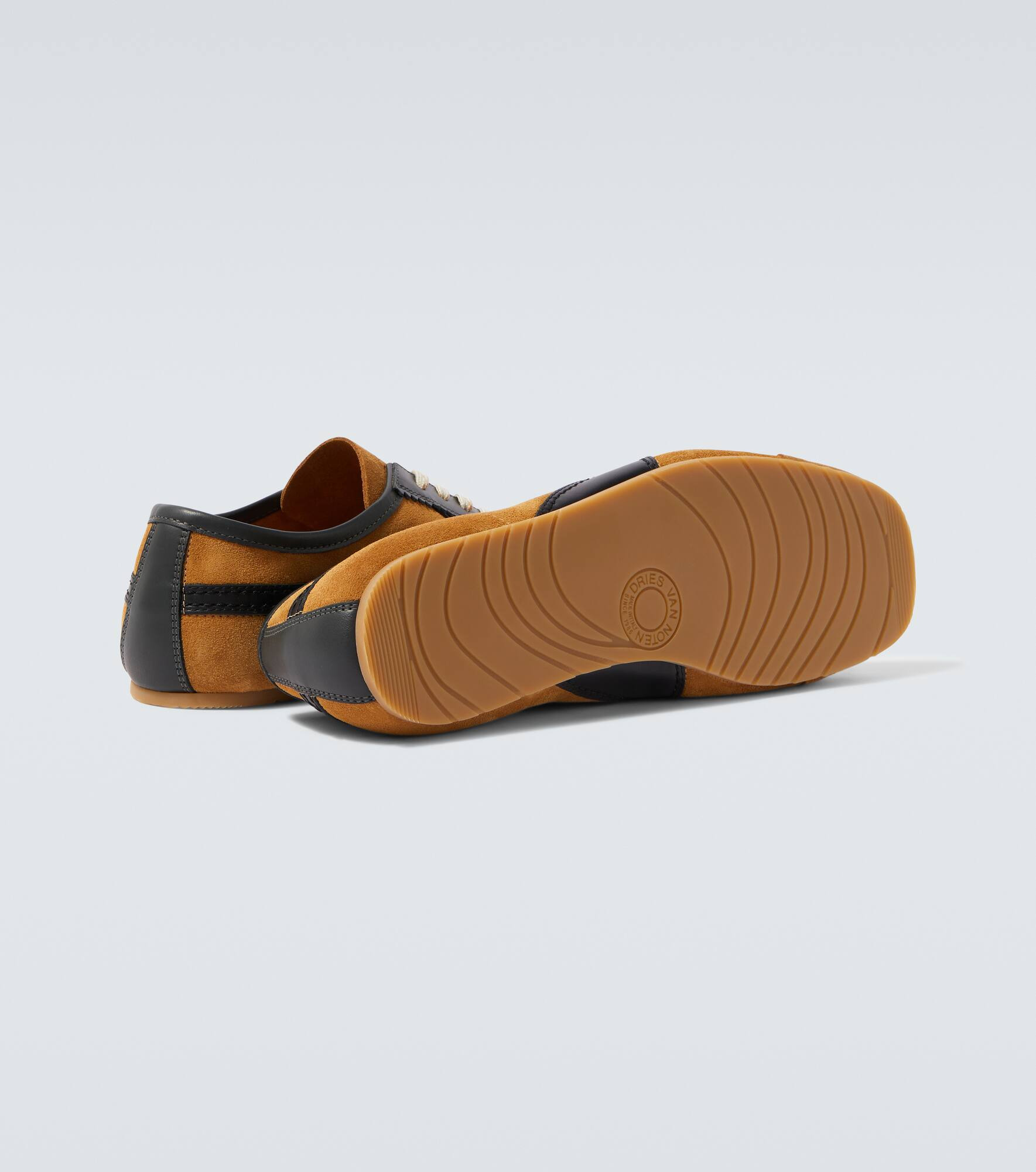 Leather-trimmed suede sneakers - 7