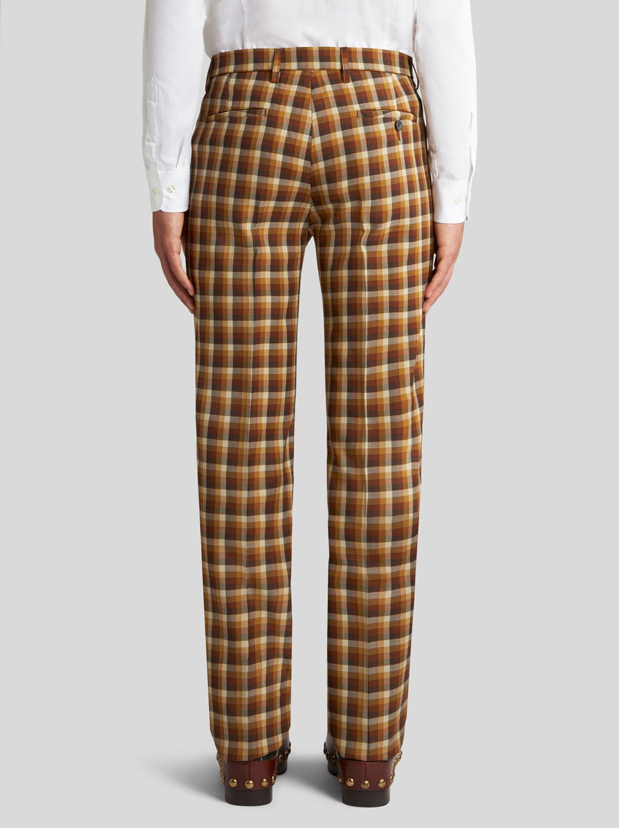 VIRGIN WOOL CHECK TROUSERS - 5