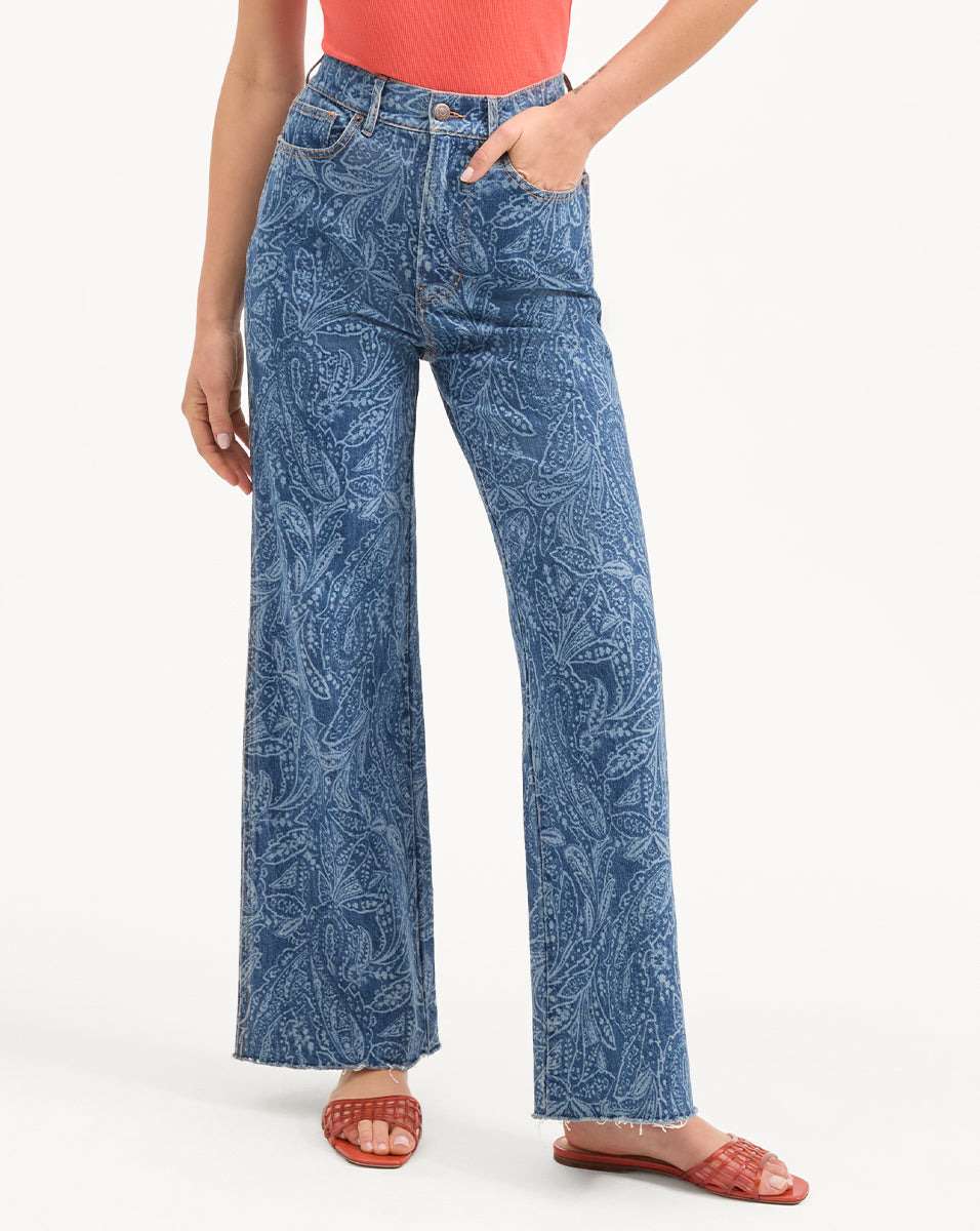TAYLOR PAISLEY PRINTED WIDE-LEG JEAN - 3