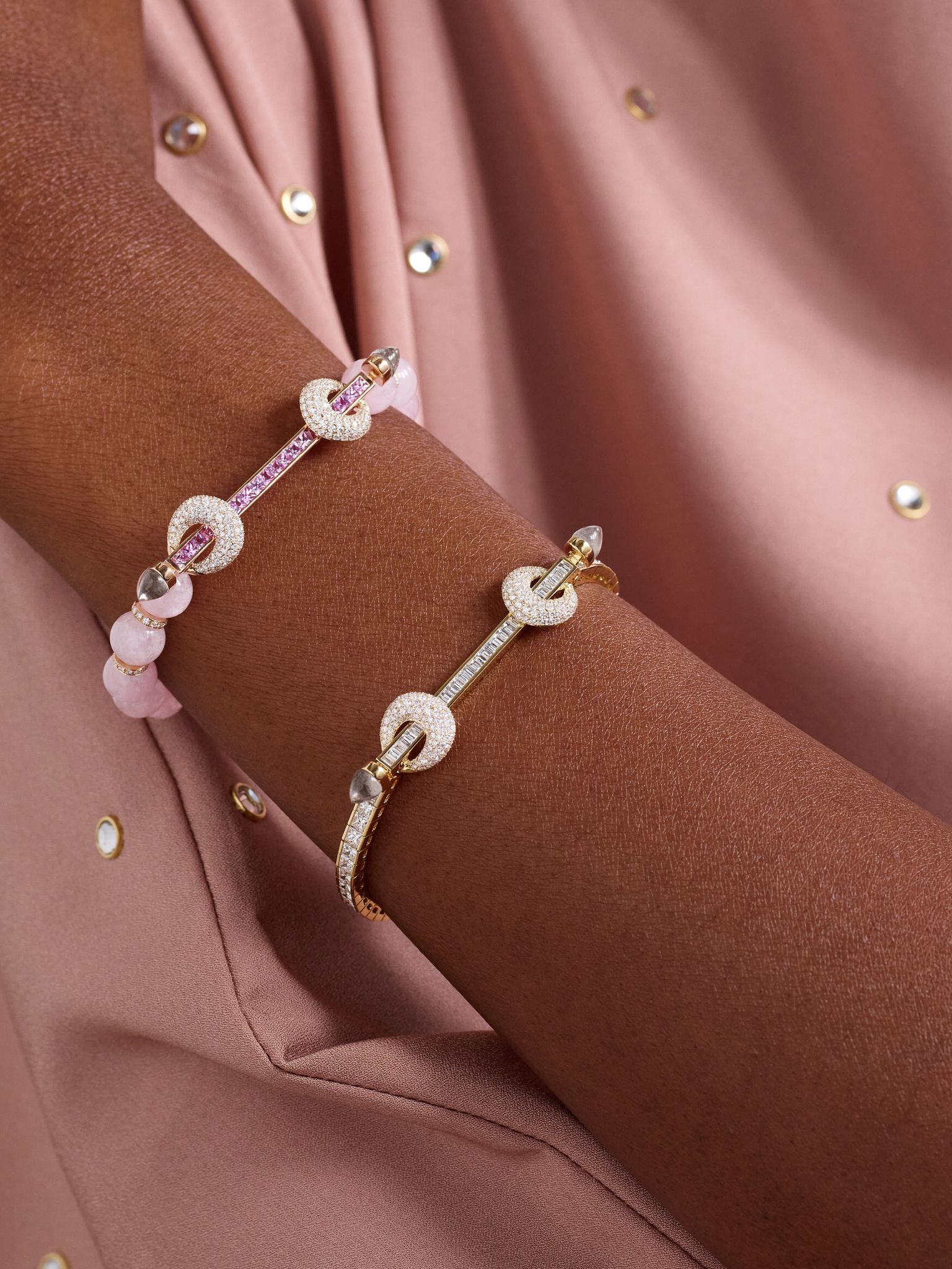 Chakra 18-karat rose gold multi-stone bracelet Pink - 4