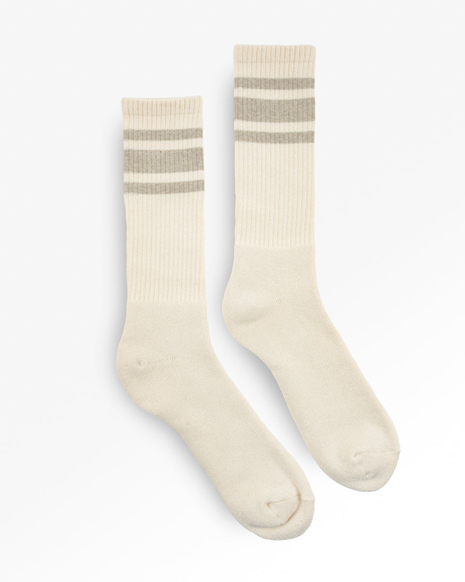 DECKA SHOWATABÉ ORGANIC '80S SKATER SOCKS - ECRU X GREY - 1
