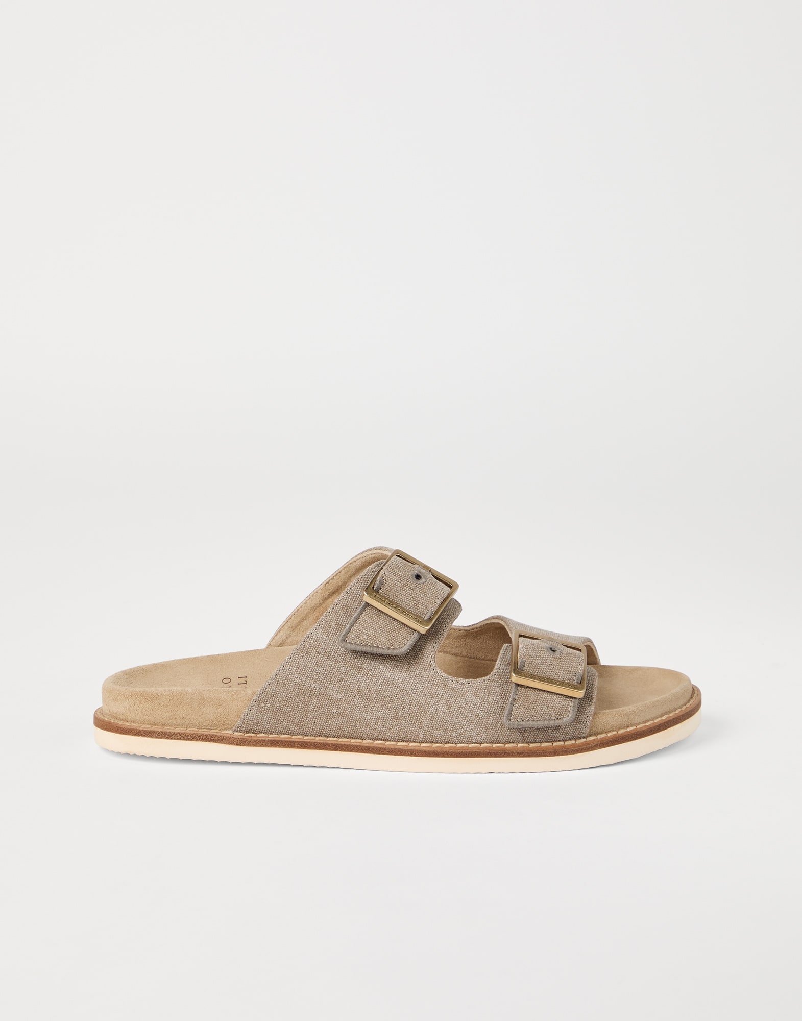 Délavé canvas and suede slides with buckles - 5