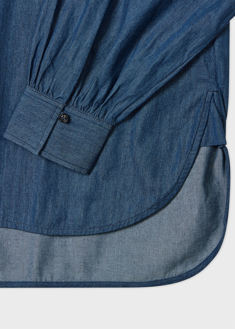 Paul Smith Women's Denim Chambray Grandad Collar Oversized Shirt outlook