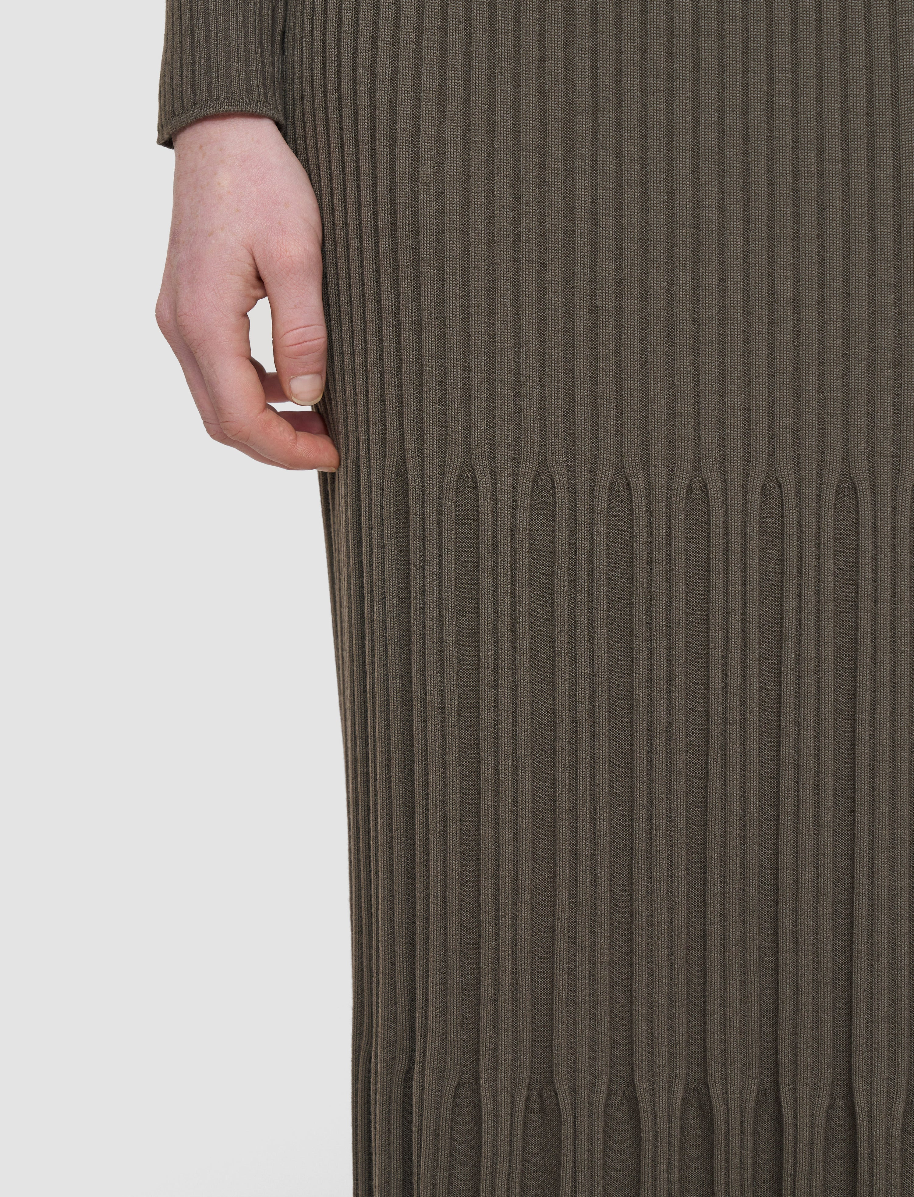 Merino Rib Knit Maxi Skirt - 5