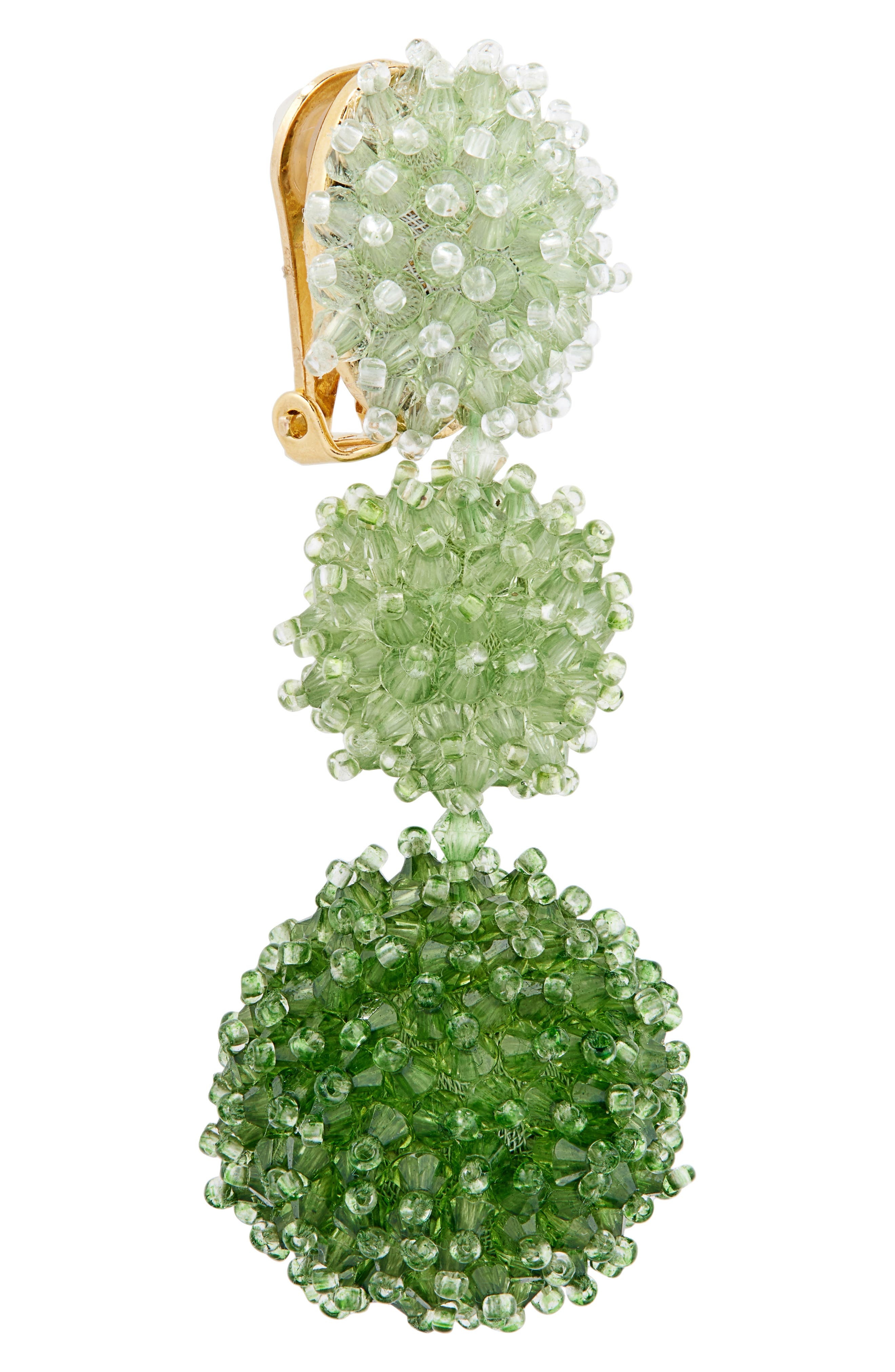 Oscar de la Renta Triple Pompom Beaded Drop Earrings in Green Multi at Nordstrom - 6