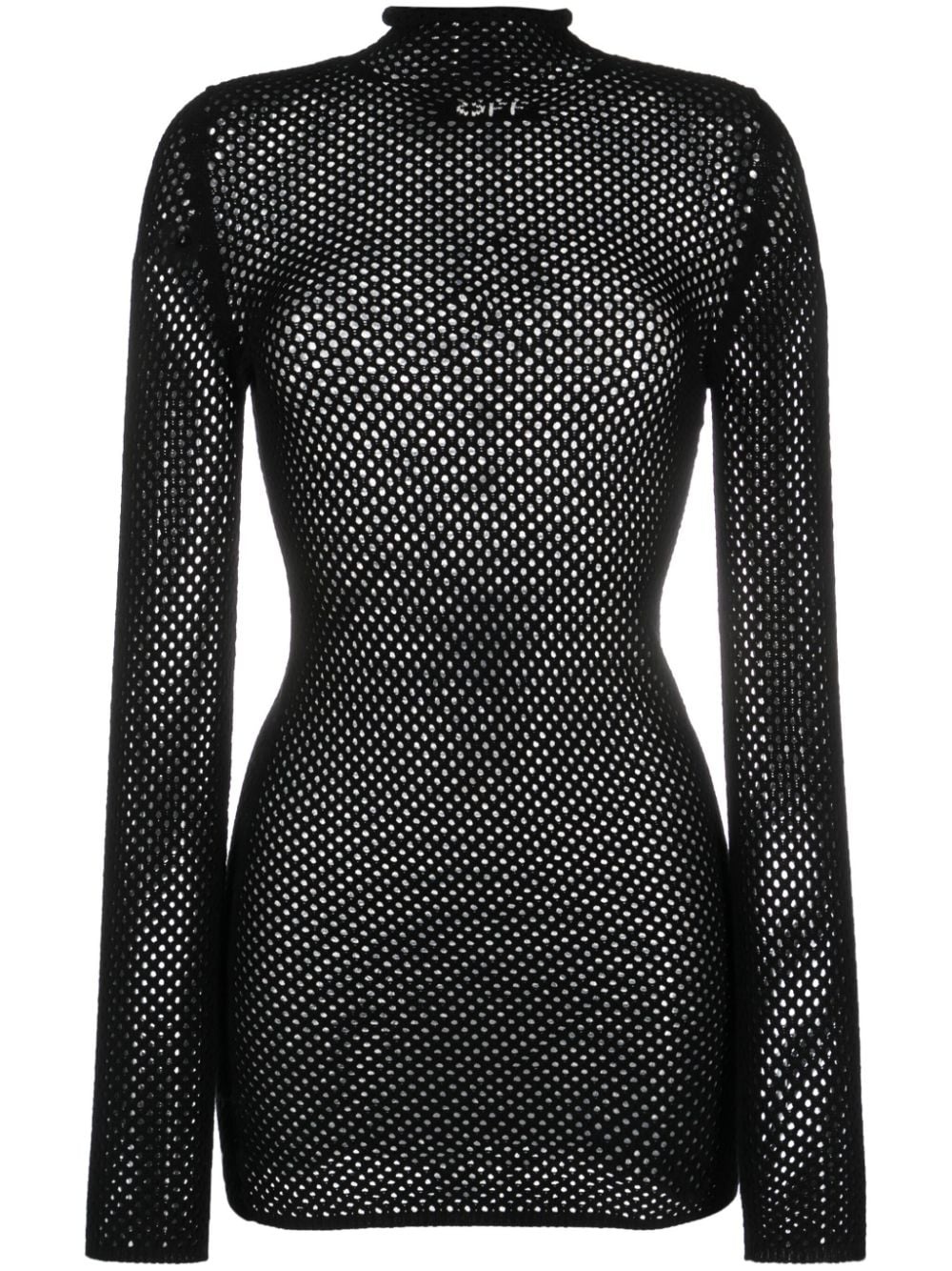 intarsia-logo mesh knitted dress - 1