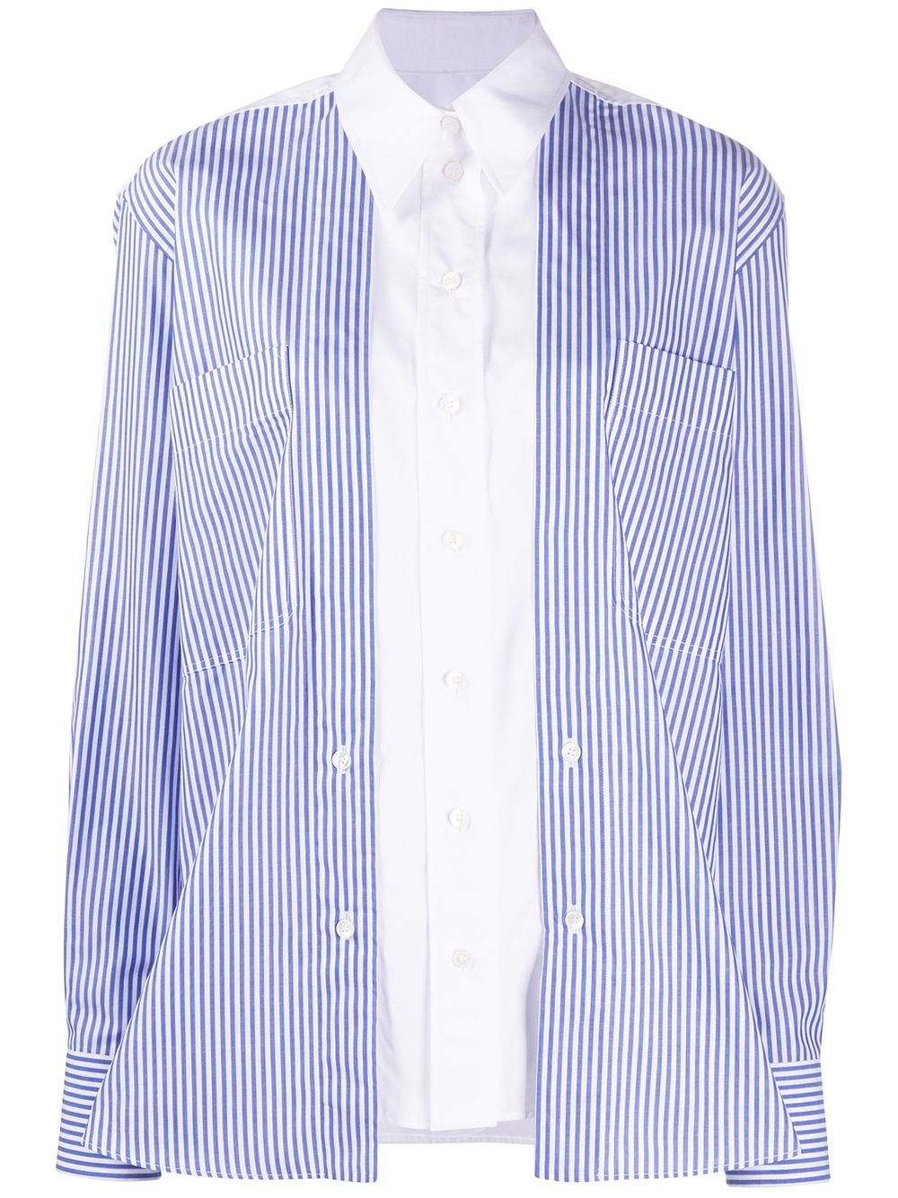 layered-effect striped shirt - 1