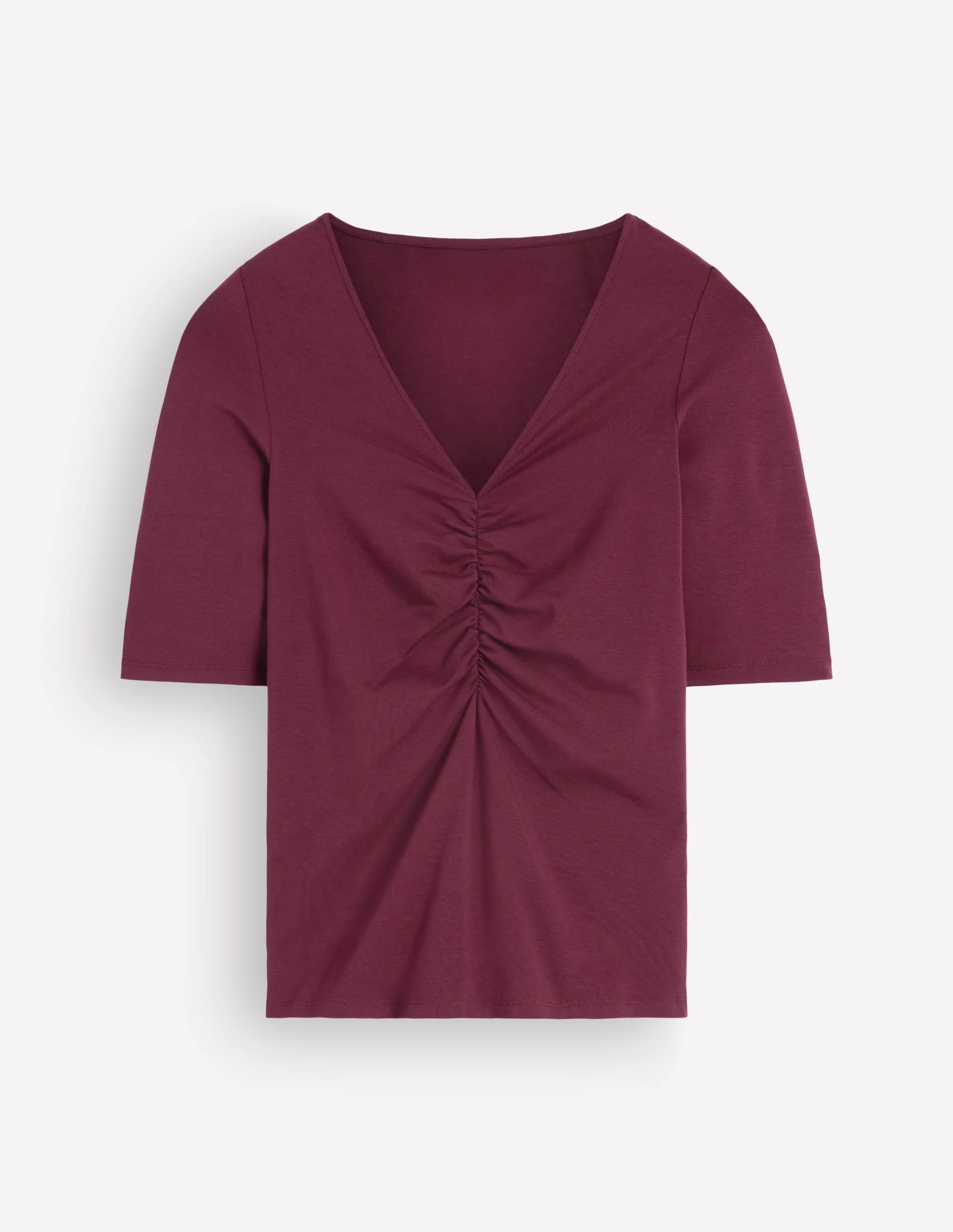 Tia Ruched V-neck Top-Deep Wisteria - 1