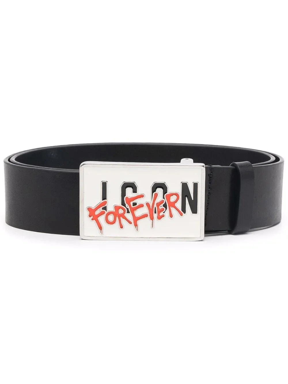 logo-plaque leather belt - 1