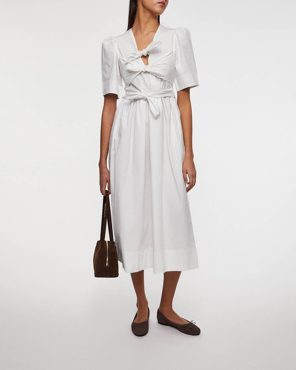 Dress Washed Stretch Cotton Strap Midi White - 3