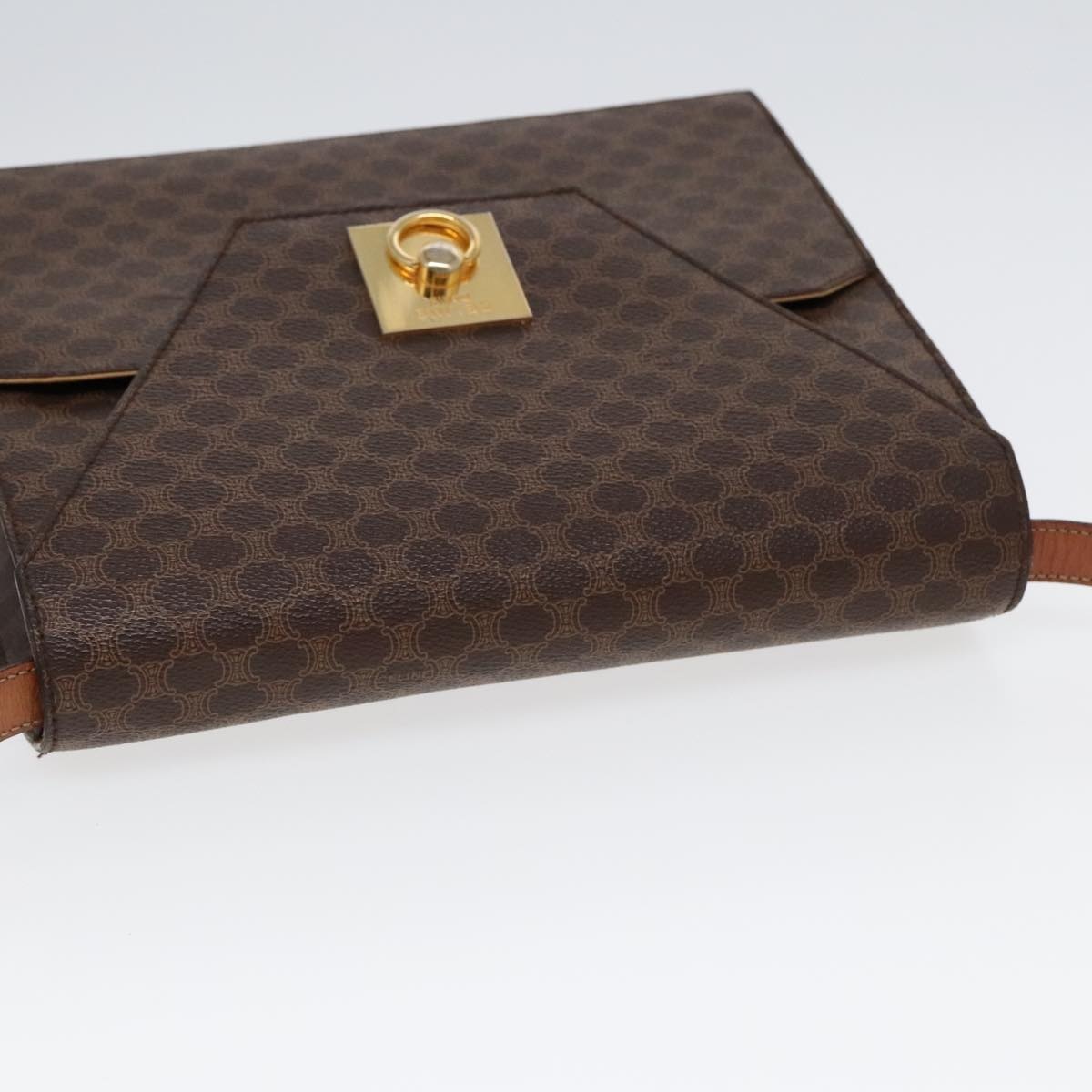 CELINE Macadam Canvas Shoulder Bag Pvc Leather Brown Gold - 6